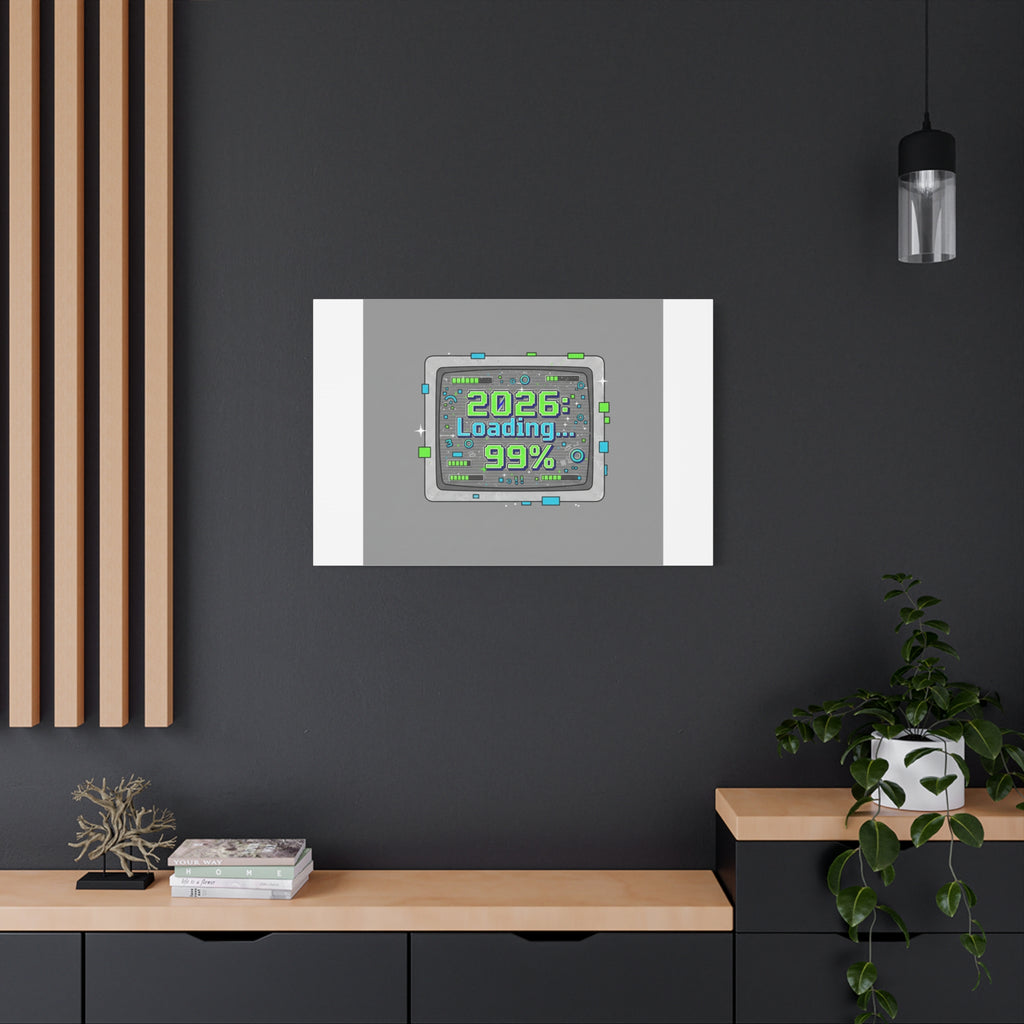 2026 Loading 99% Canvas | NYE countdown, retro system interface