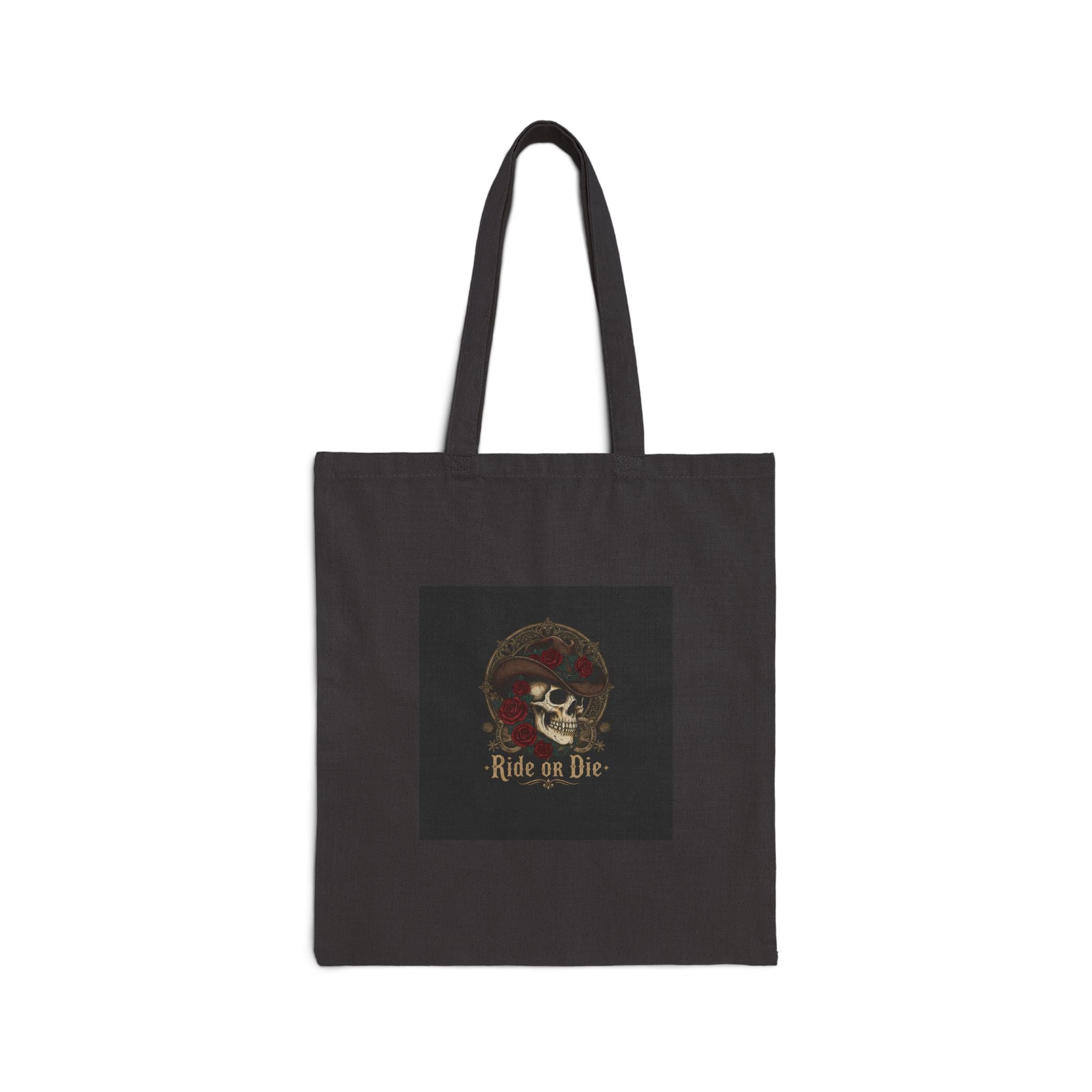 Ride on Die Skull Tote | Western-Gothic, gothic Americana canvas