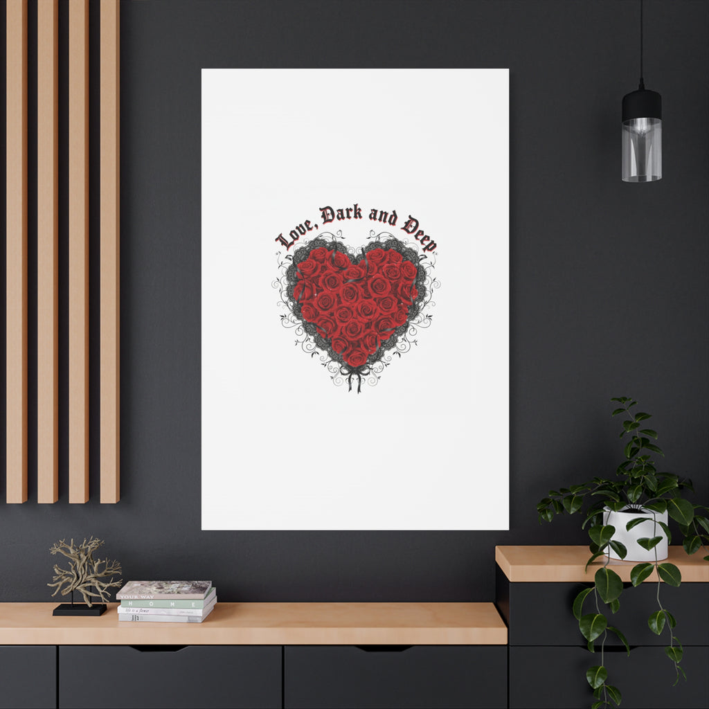 Love Dark and Deep Heart Canvas, Nu Romantic Gothic Romance, 80s Nostalgia