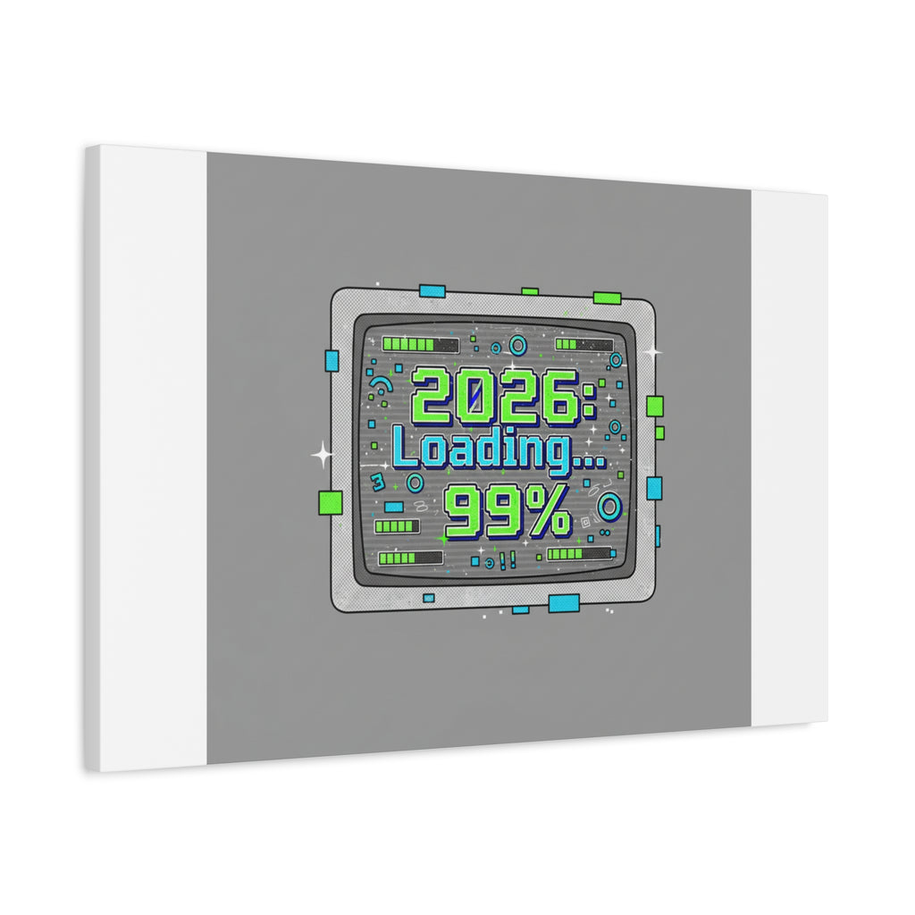 2026 Loading 99% Canvas | NYE countdown, retro system interface
