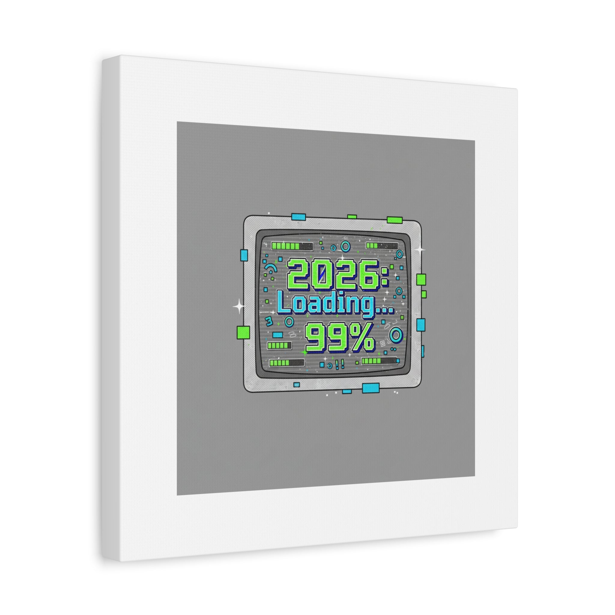 2026 Loading 99% Canvas | NYE countdown, retro system interface