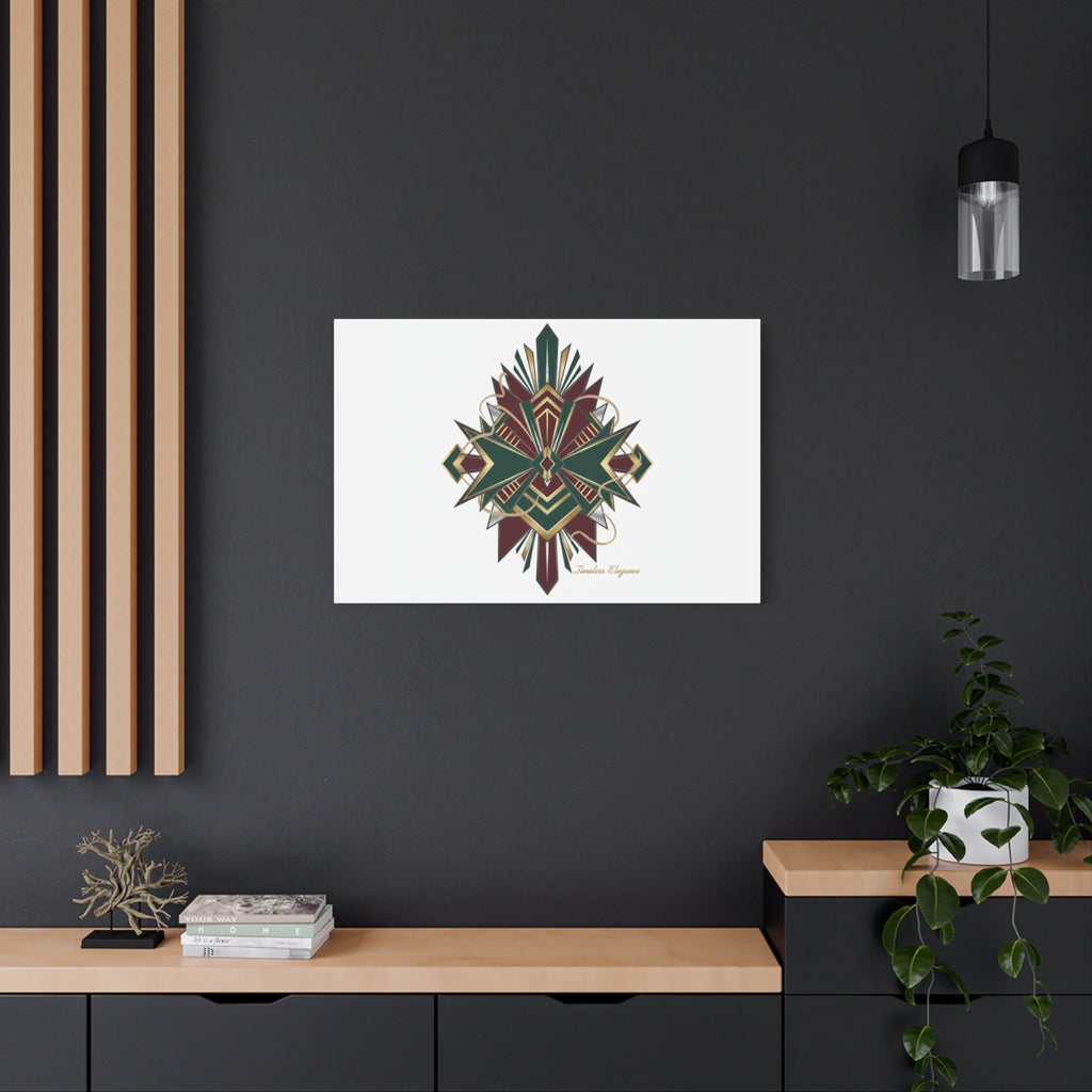 Art Deco geometric brass print Canvas | Neo-Deco chrome & gold fan motif