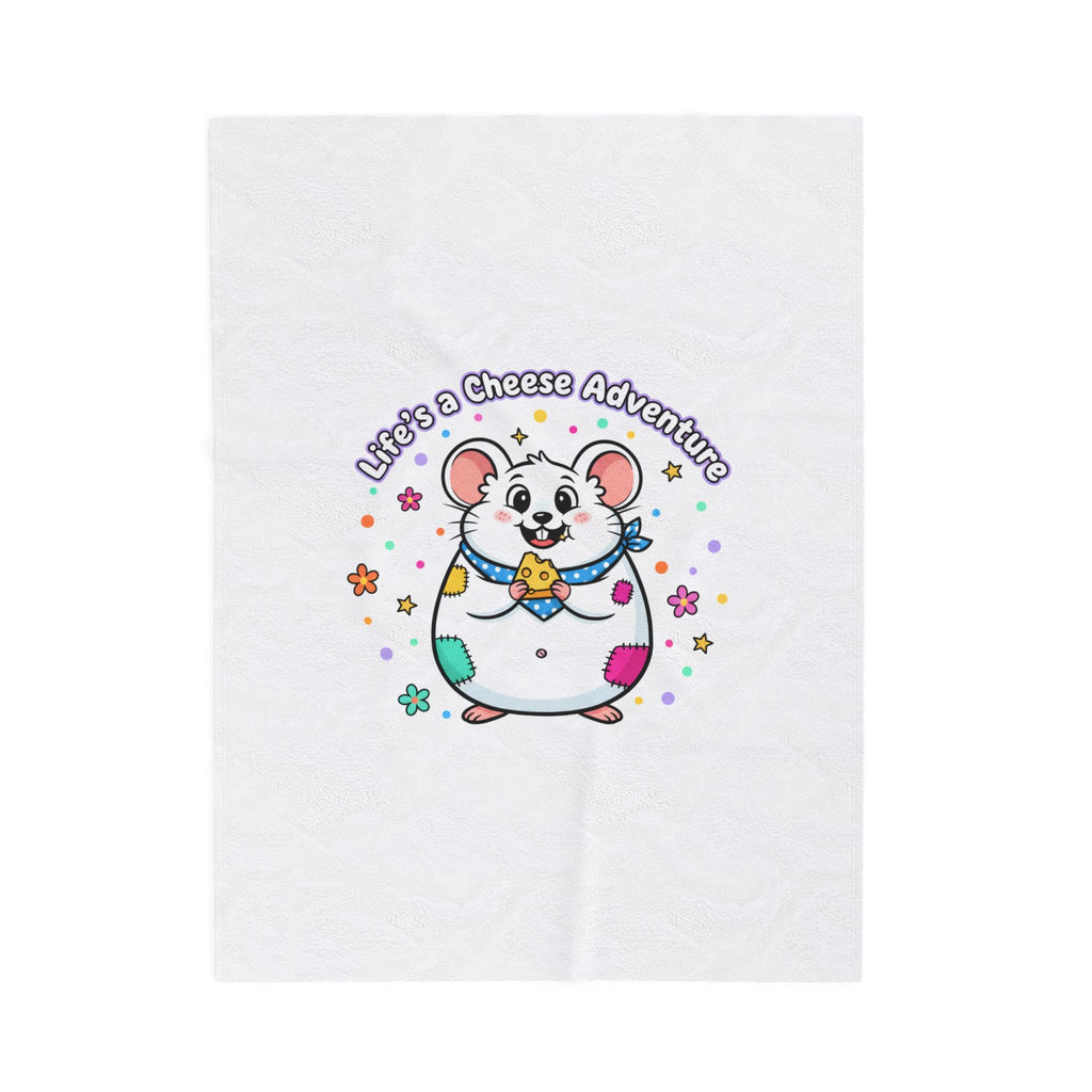Life's a Cheese Adventure Velveteen Blanket | Rodent-Core, Cute Rat Art