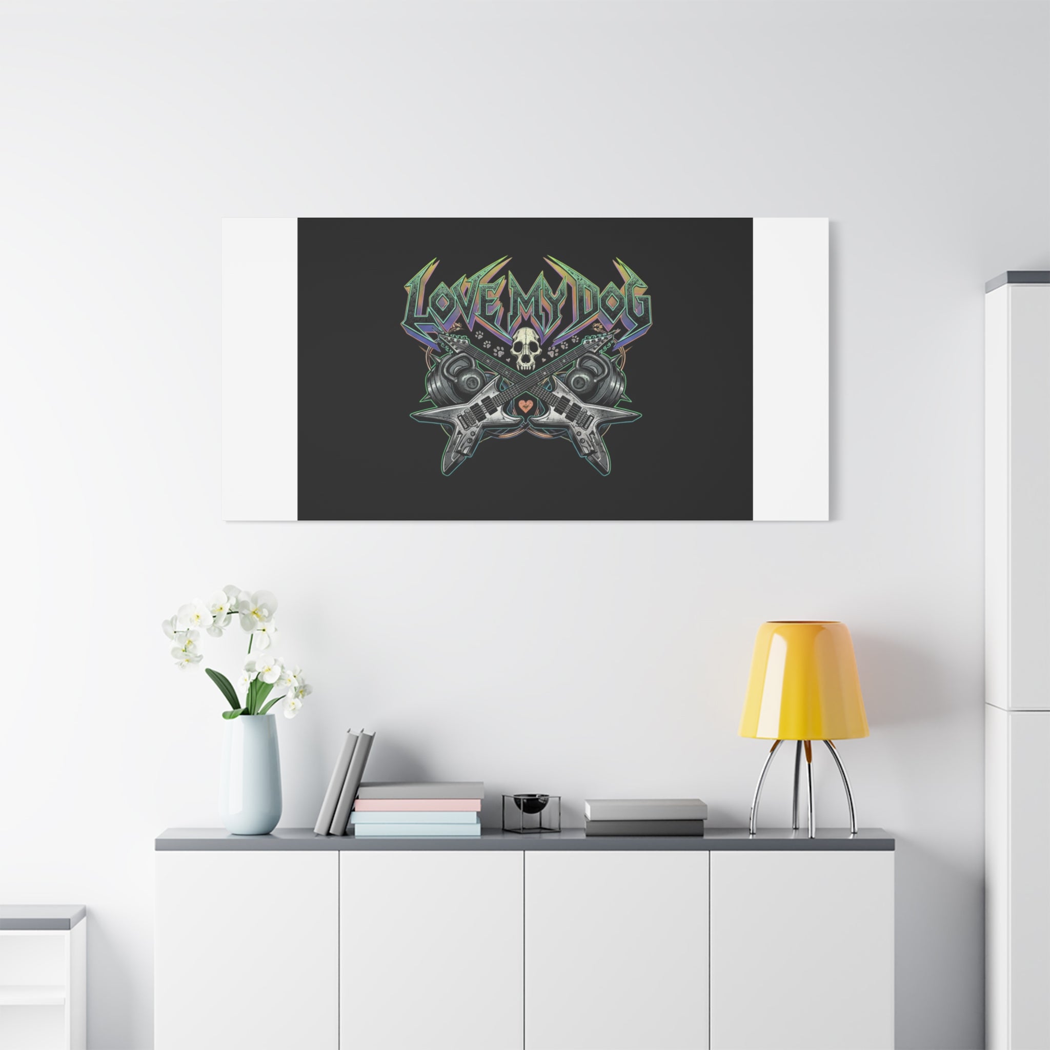 Love My Dog metal font Canvas | gothic wellness quote, edgy self-care merch