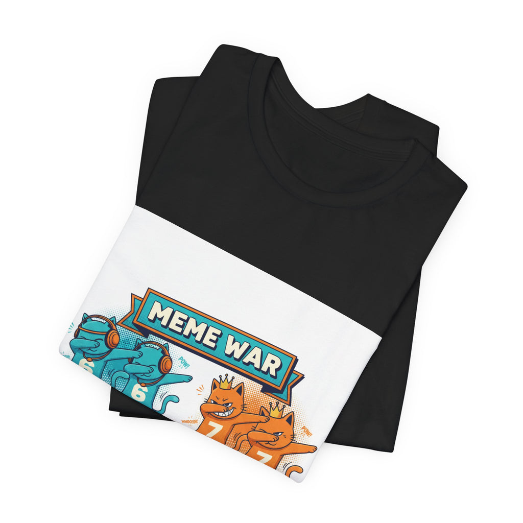 Meme War Cats Dabbing T-Shirt — Six vs. Seven Funny Graphic Tee