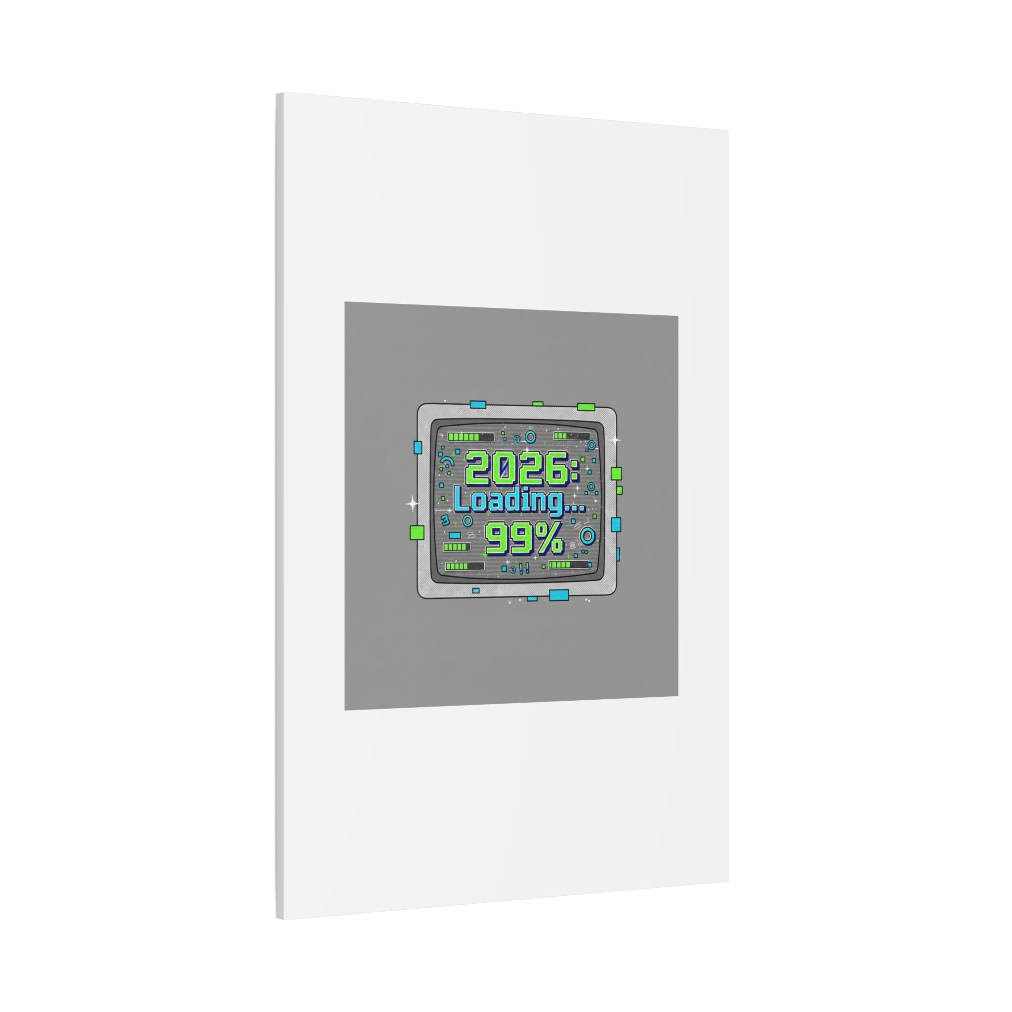 2026 Loading 99% Canvas | NYE countdown, retro system interface