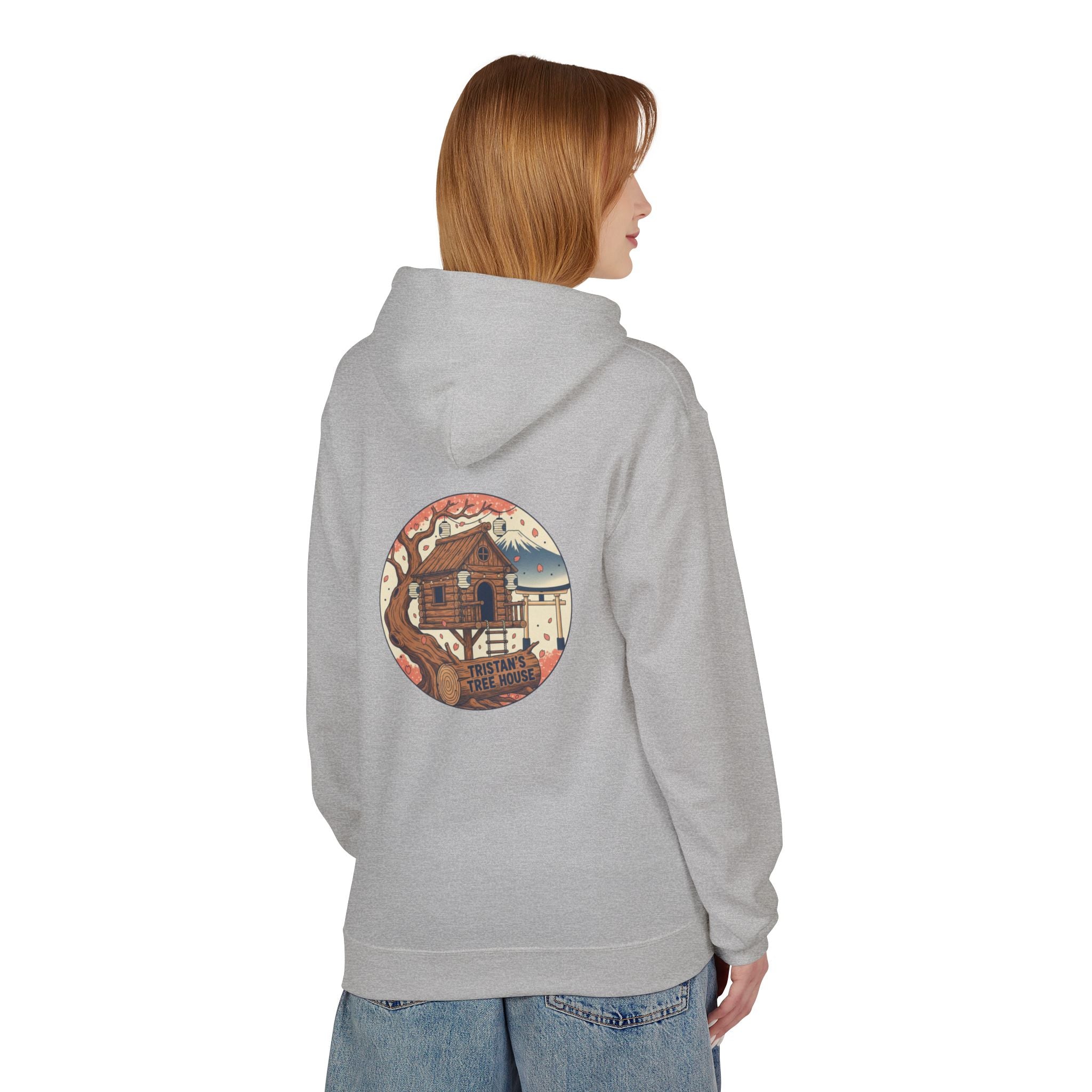 Hoodie — “Love is a Universal Language” Cozy Retro Cabin Graphic Hoodie
