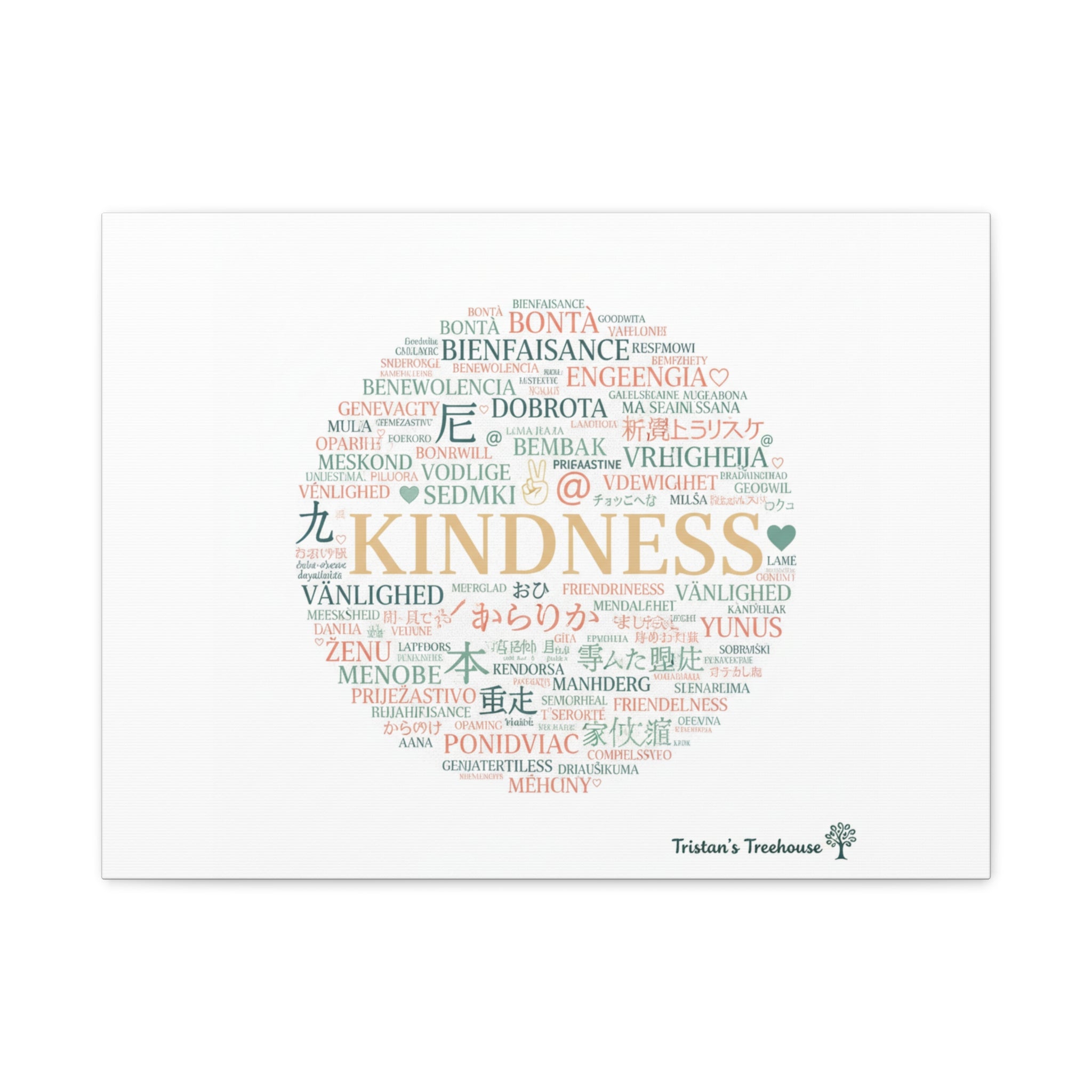 Kindness Word Cloud Canvas | Fresh Start Minimalist Wall Art
