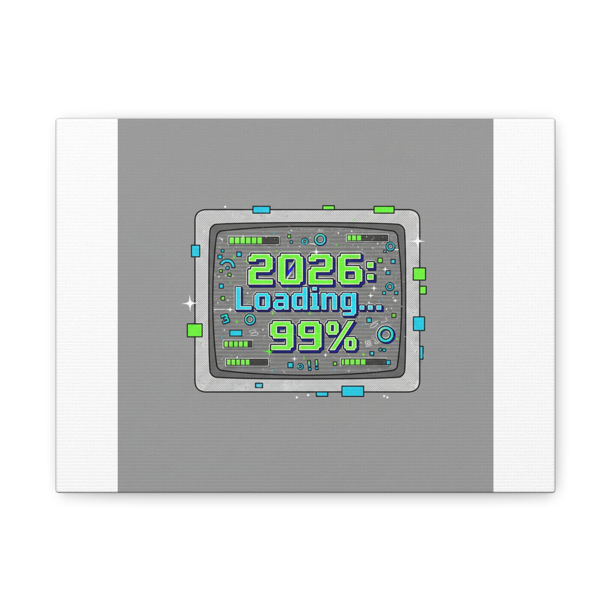 2026 Loading 99% Canvas | NYE countdown, retro system interface