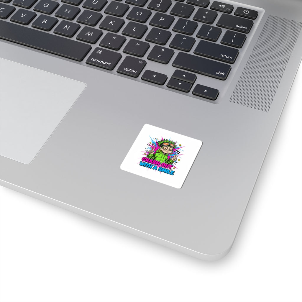 Crash Out With A Smile Sticker | neon meltdown, crash out sticker