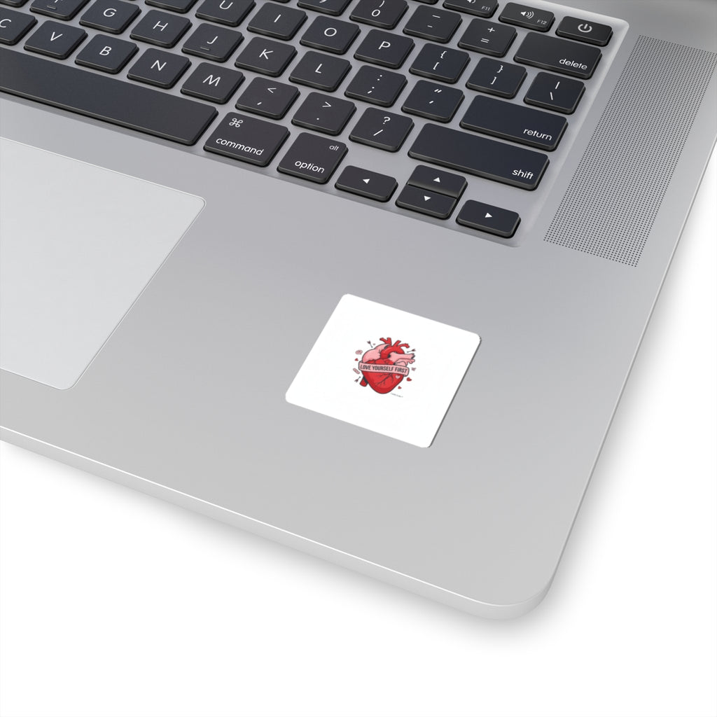 Love Yourself First Heart Sticker | anti‑Valentine, edgy heart design