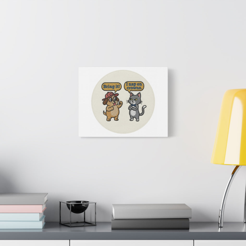 Funny Cat vs Dog Canvas | Pet Rivalry Wall Art