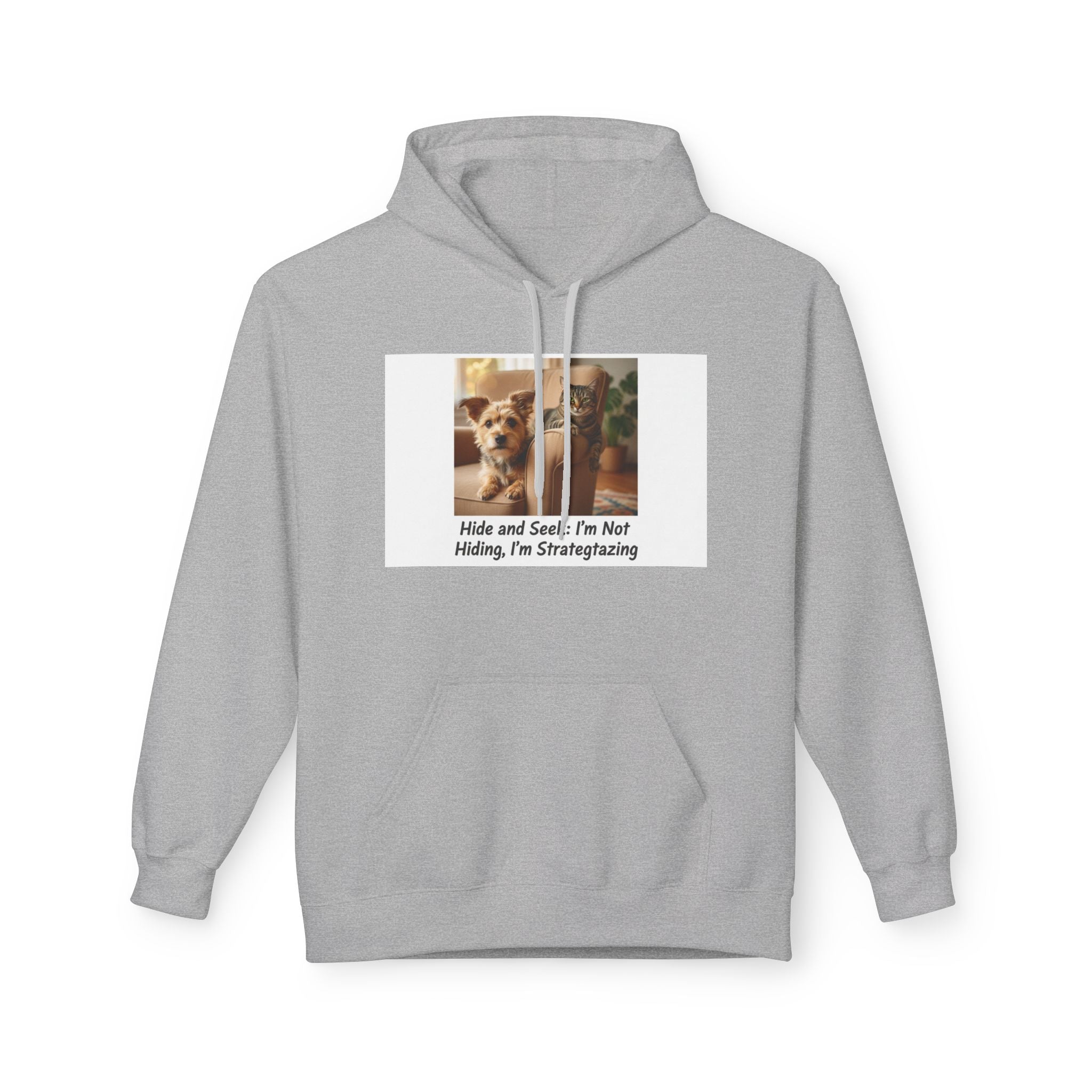 Cute Dog Meme Hoodie — "Hide and Seek; I’m Not Hiding, I’m Strategizing"