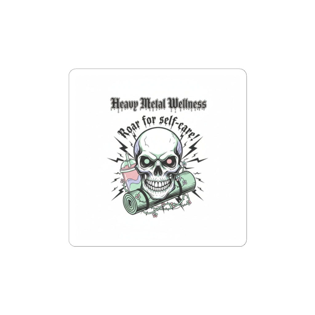 Heavy Metal Wellness Skull Sticker | gothic wellness quote, edgy self-care merch