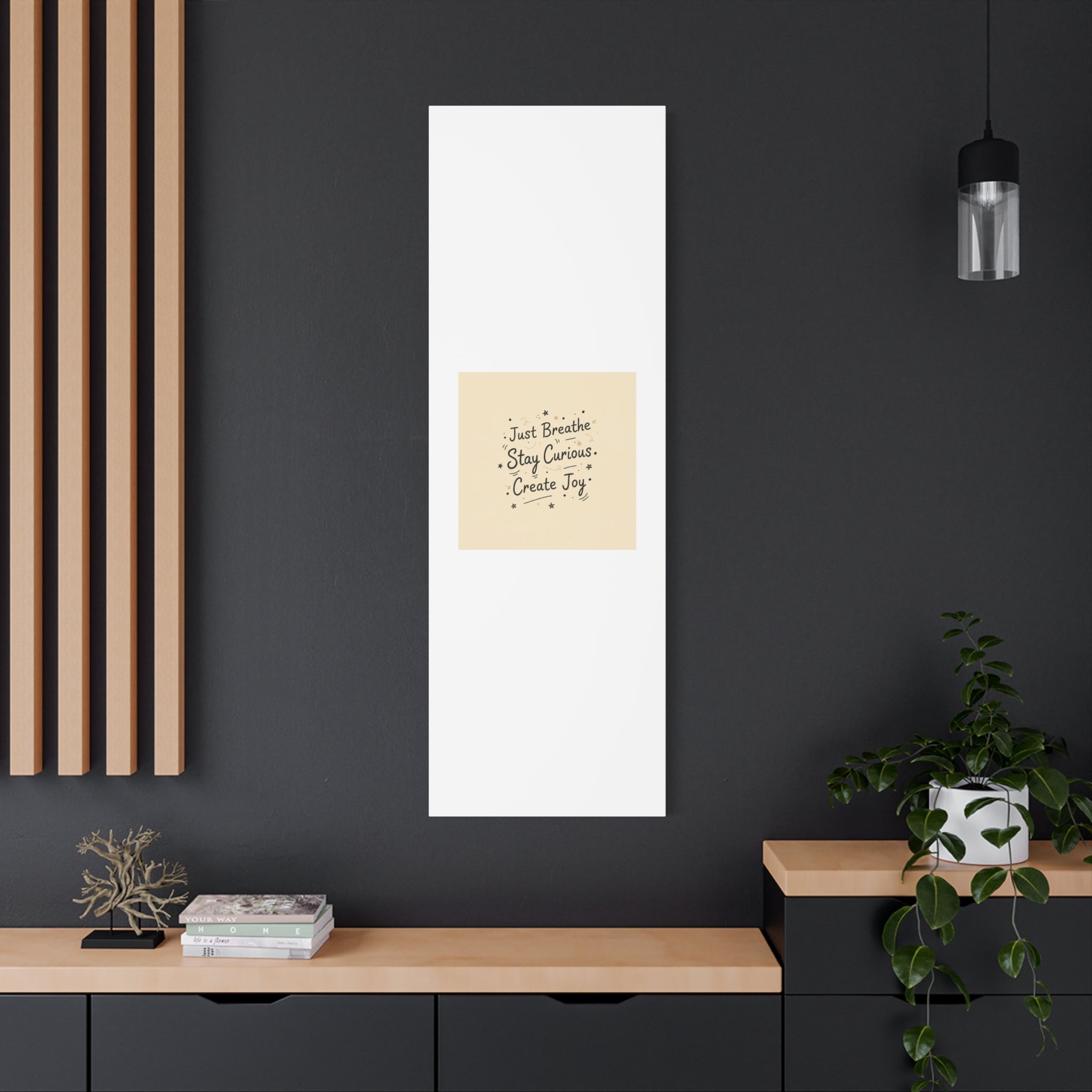 Just Breathe Stay Curious Create Joy Canvas | Messy Handwritten Typography, Doodle Text Art
