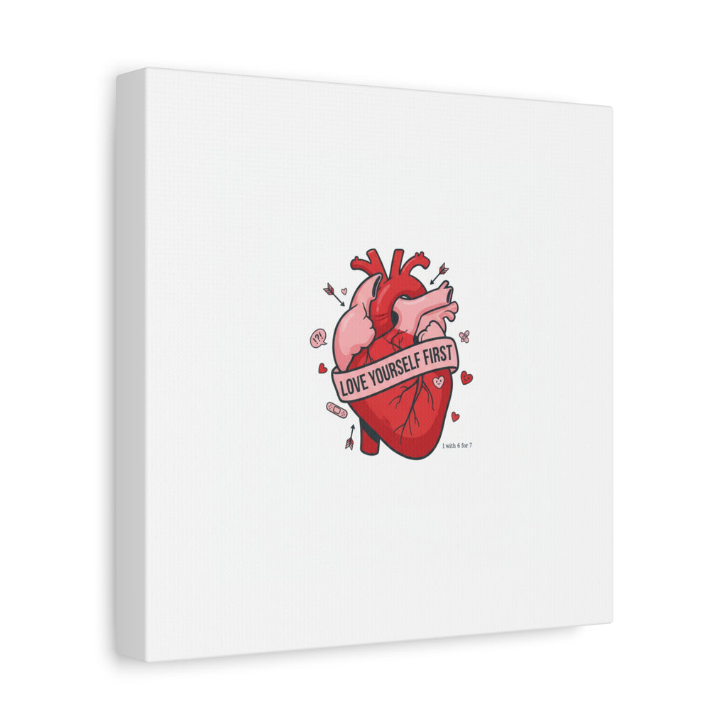 Love Yourself First Canvas, Hearts-with-a-Twist, Anti-Valentine Art