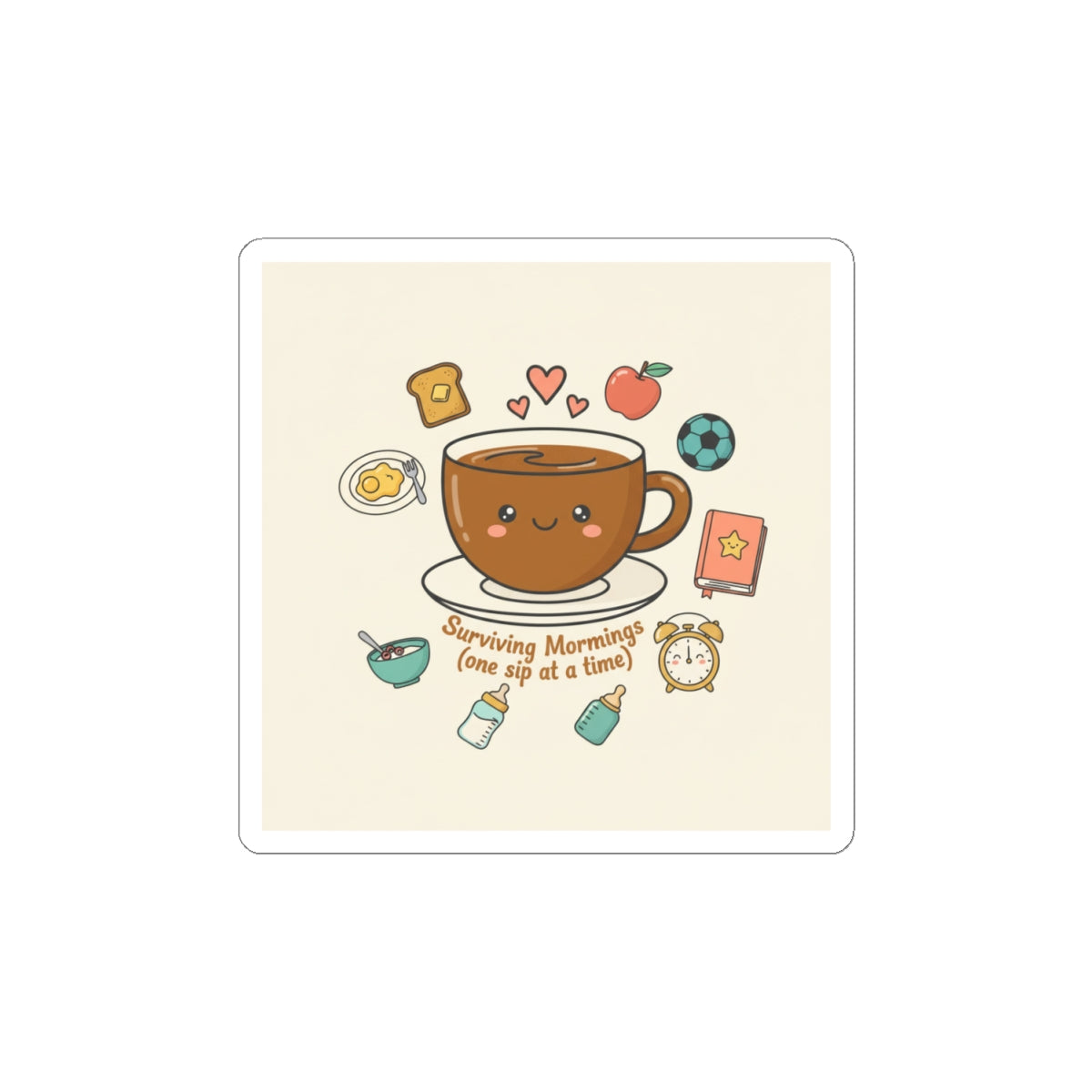 Surviving Mornings Coffee Cup Sticker | Parenting Morning Humor, Morning Chaos