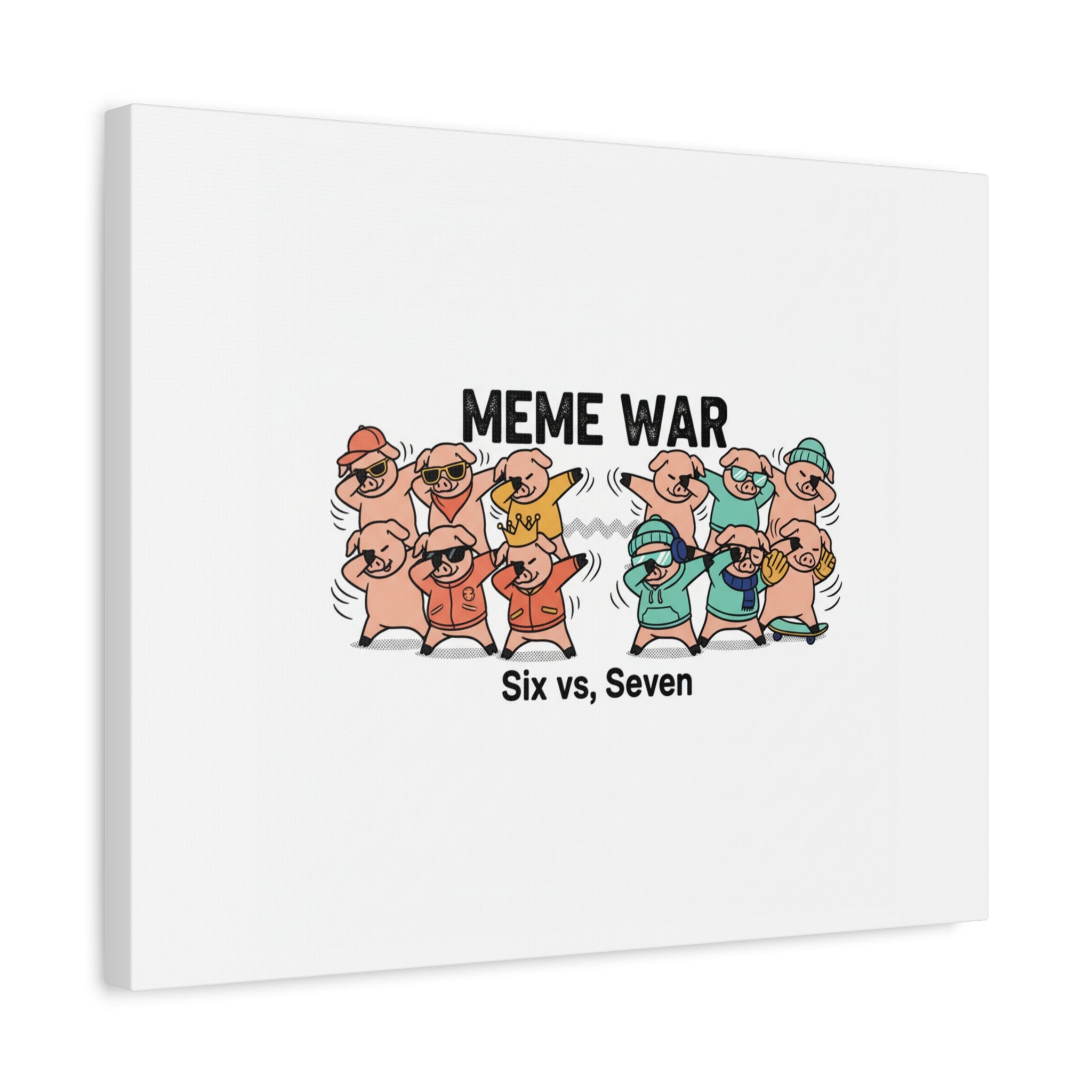 Meme War: Six vs. Seven Canvas Wall Art