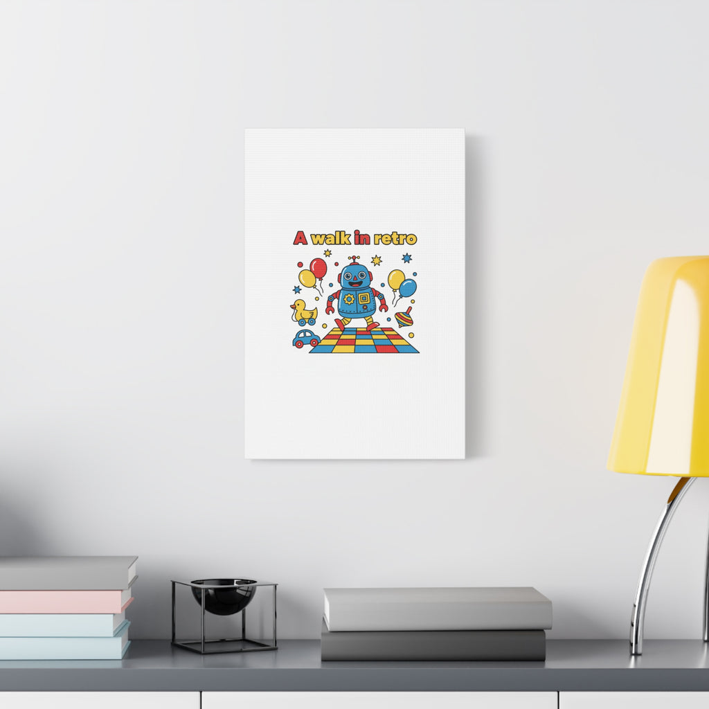 Retro Toy Robot Canvas | Throwback Kid, Primary Color Nostalgia