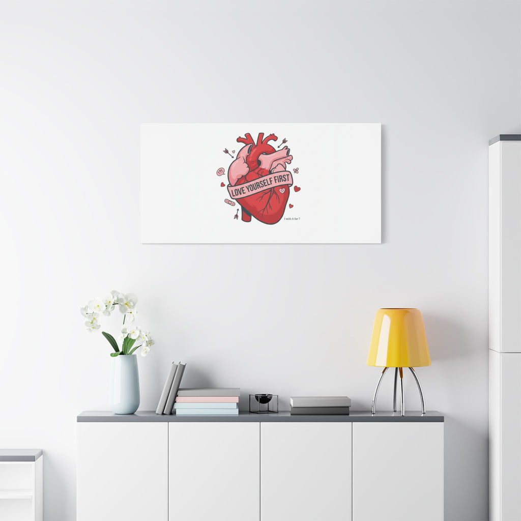 Love Yourself First Canvas, Hearts-with-a-Twist, Anti-Valentine Art
