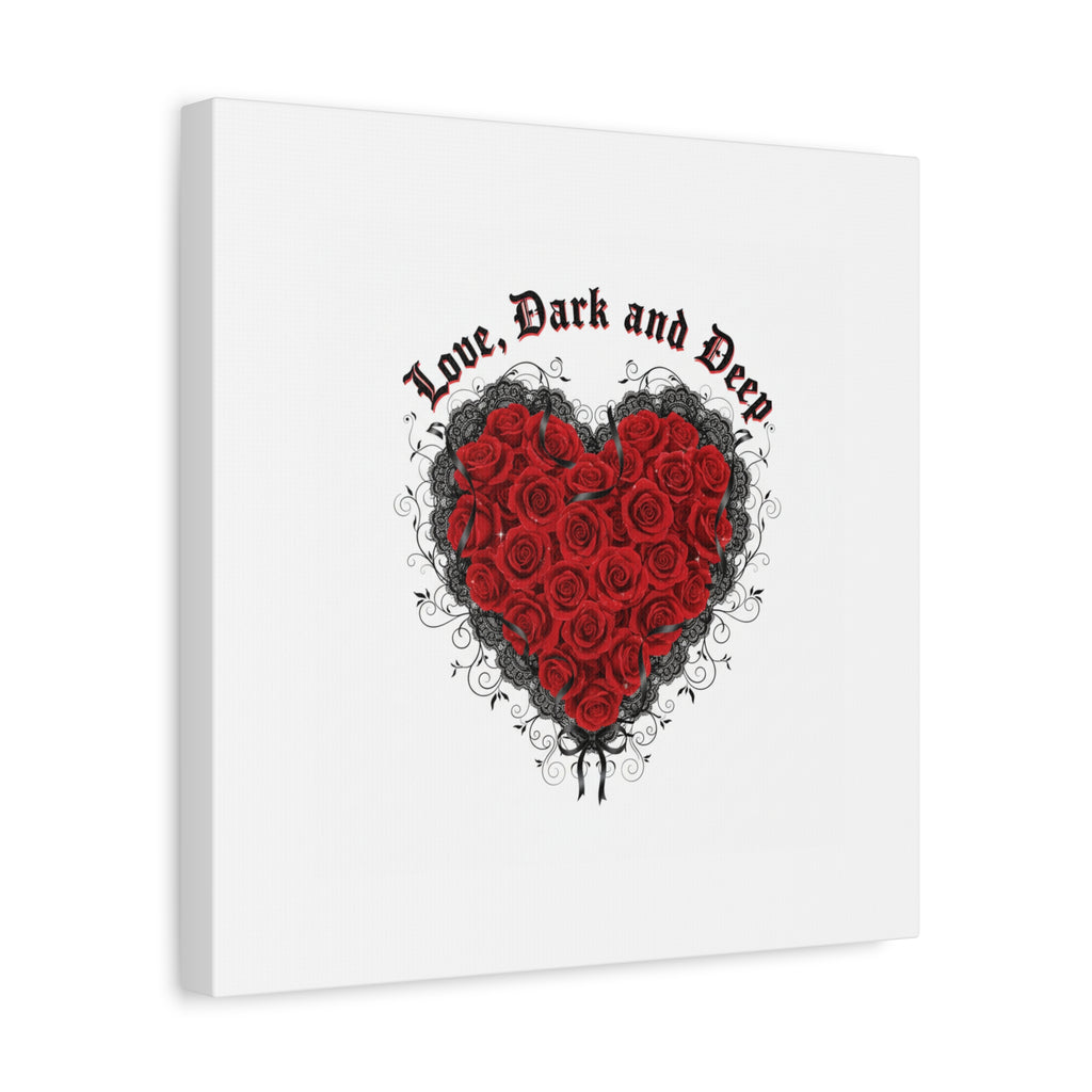 Love Dark and Deep Heart Canvas, Nu Romantic Gothic Romance, 80s Nostalgia