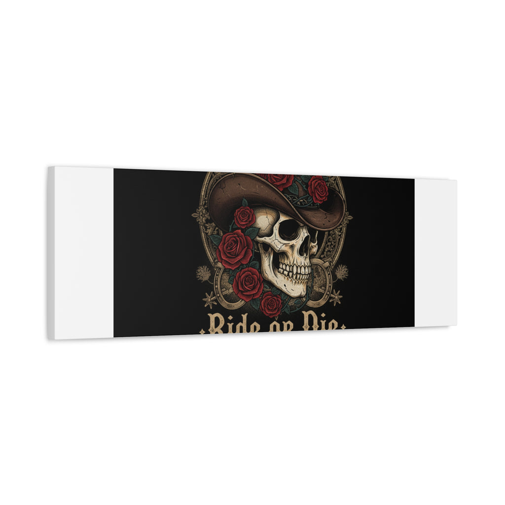 Ride or Die Skull Canvas | Western Skull Art, Gothic Americana