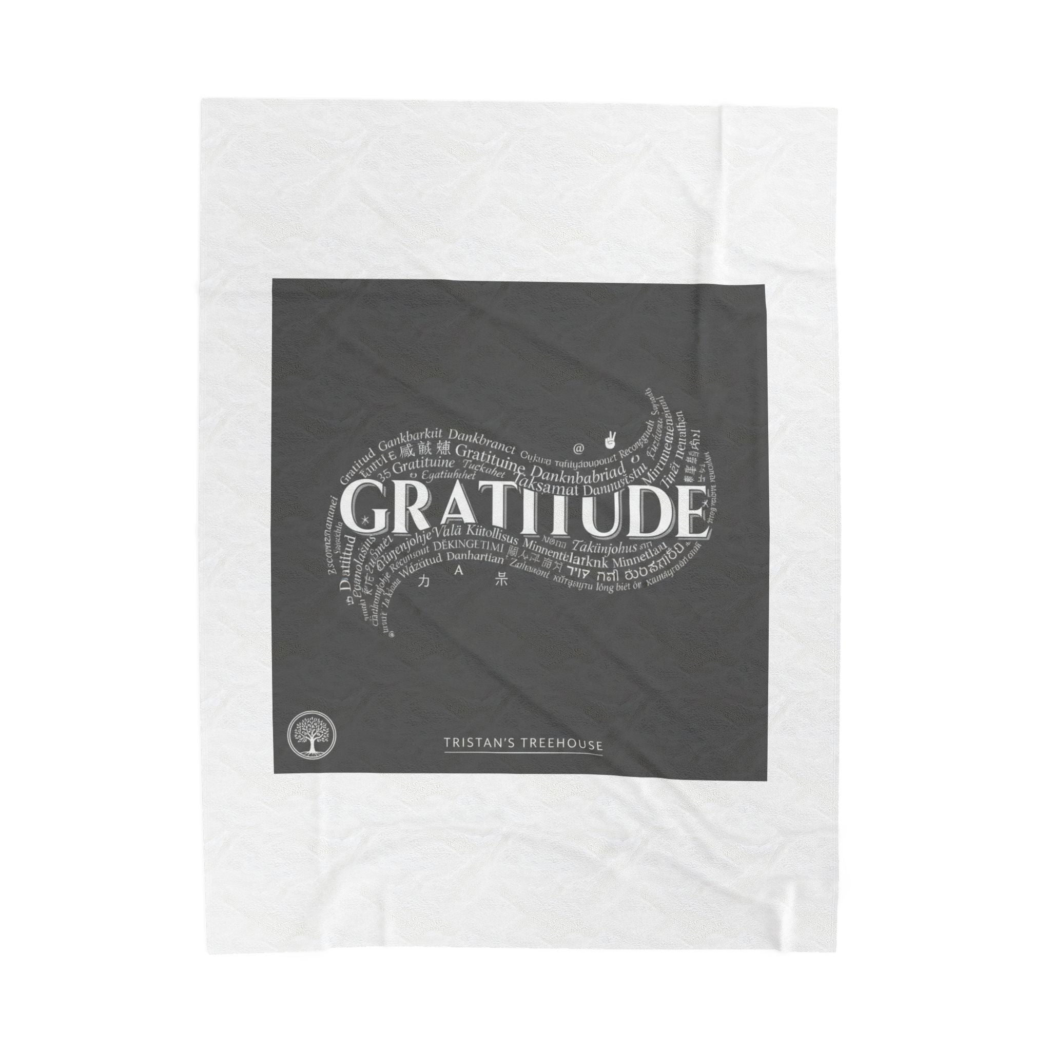 Gratitude Typography Velveteen Plush Blanket | pastel tiny treats, cozy micro-indulgence