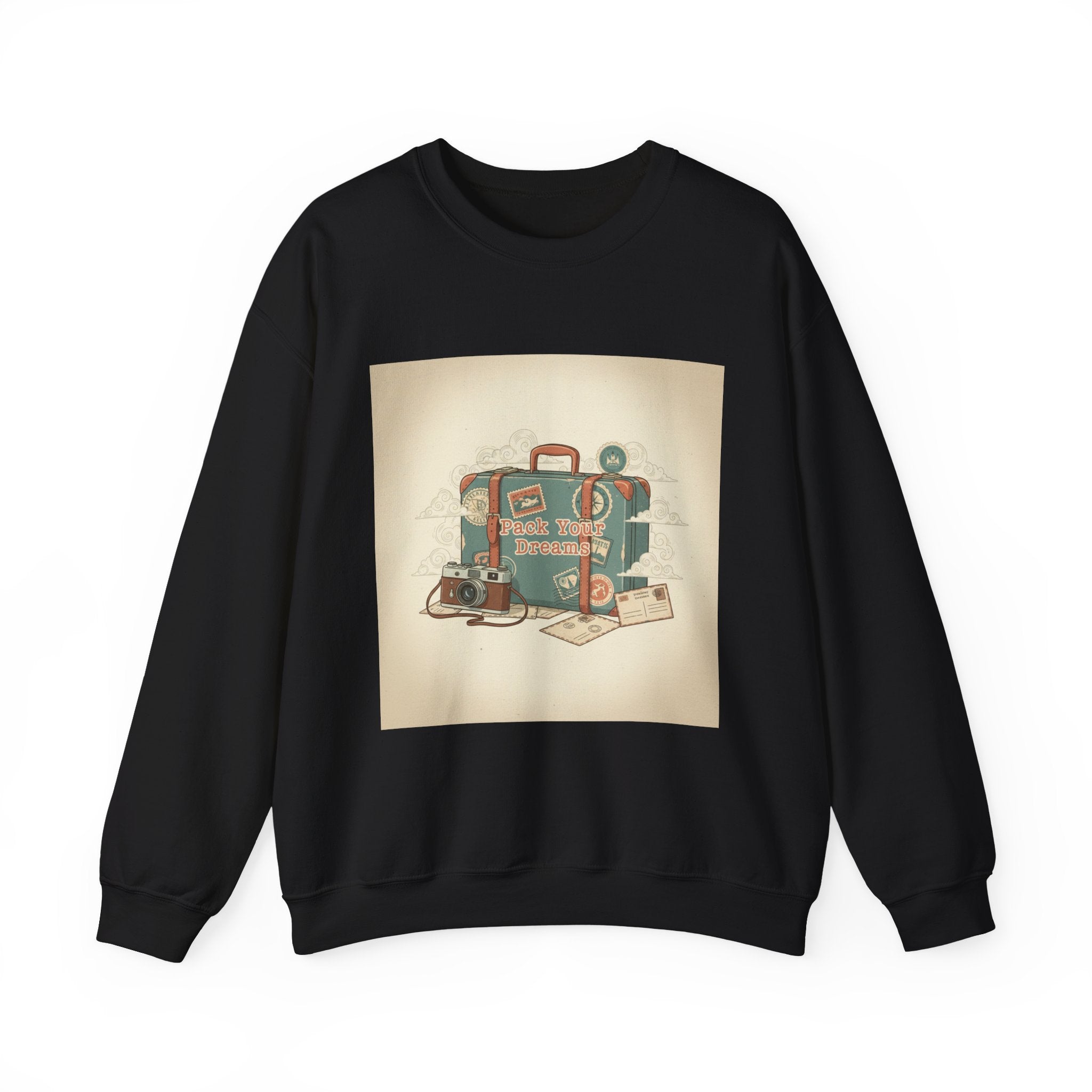 Vintage Passport Stamp Luggage Crewneck Sweatshirt | retro travel postcard, wanderlust design