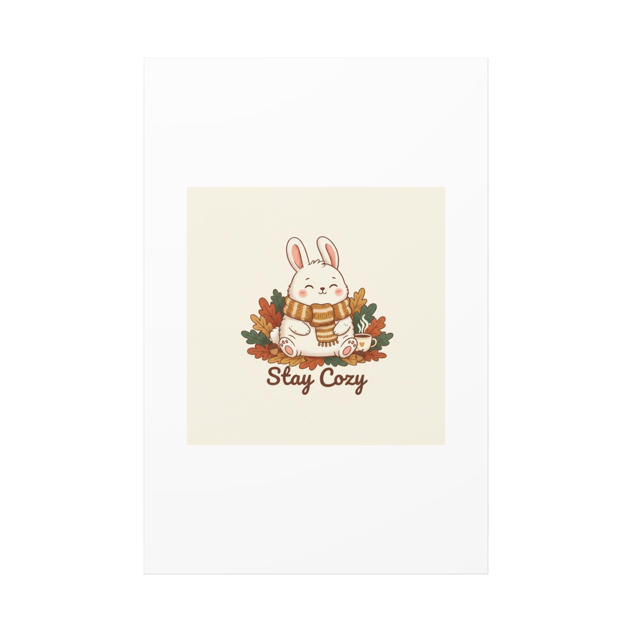 Cozy Bunny Illustration Canvas | Cute Critter Winter Forest Art