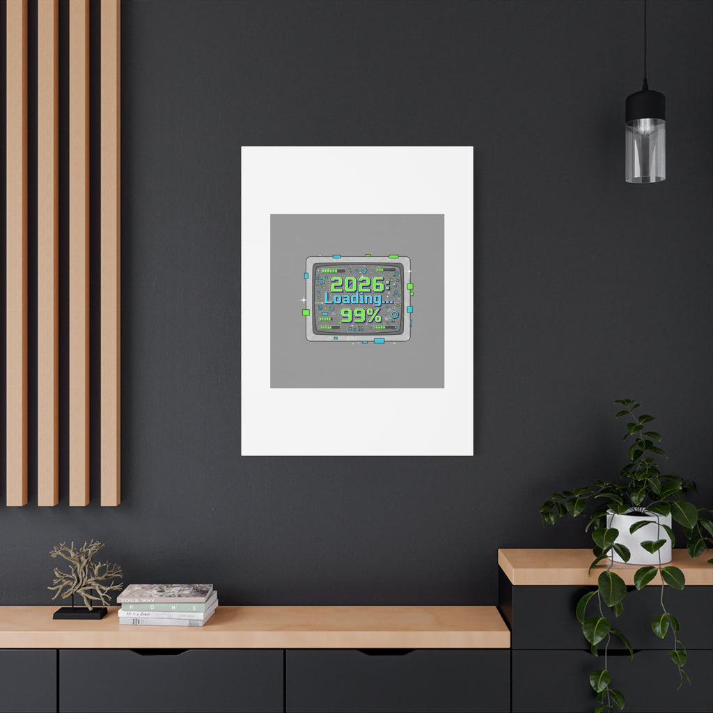 2026 Loading 99% Canvas | NYE countdown, retro system interface