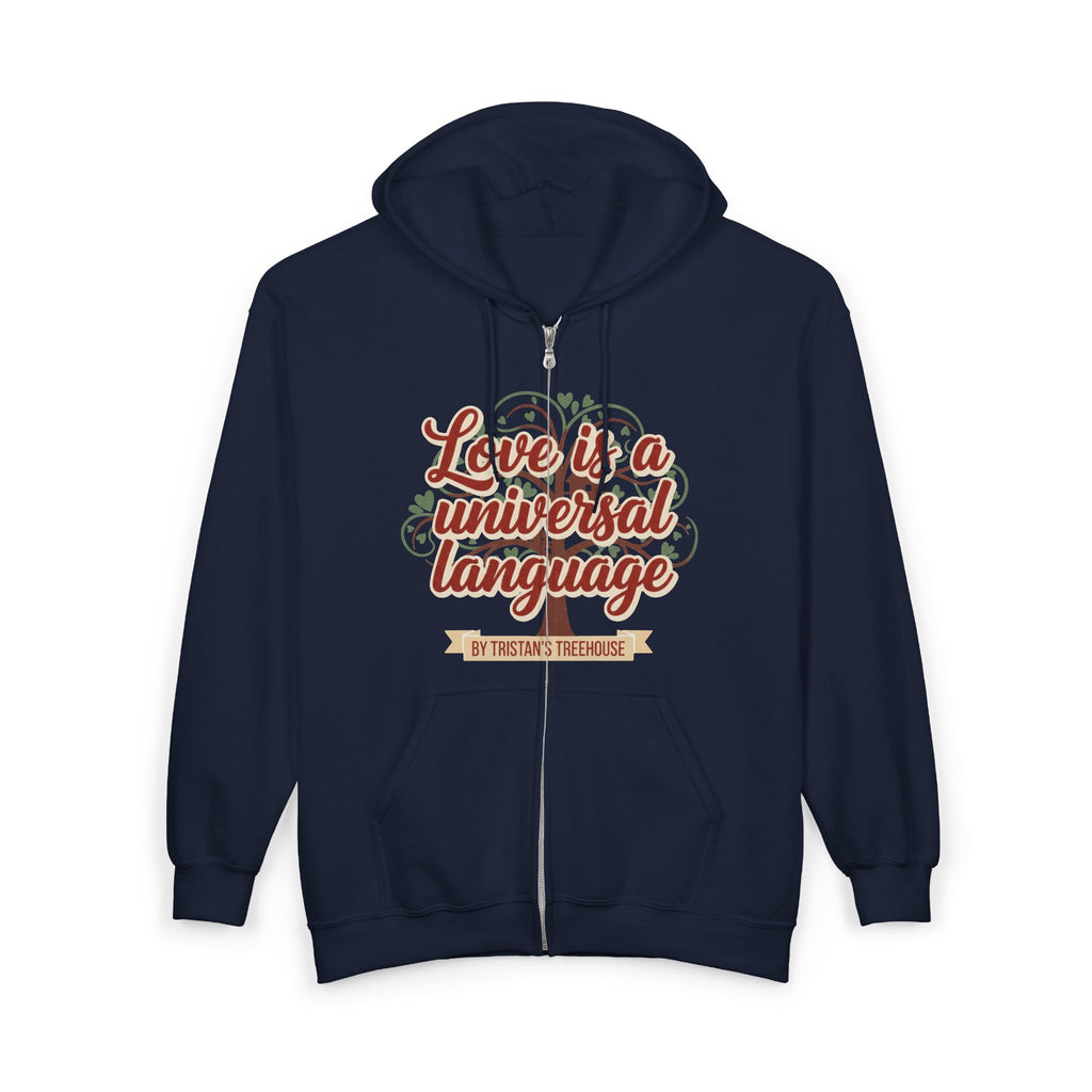 Love Vibes Zip Hoodie —Tristan’s Treehouse  Rustic Lakeside Circle Illustration