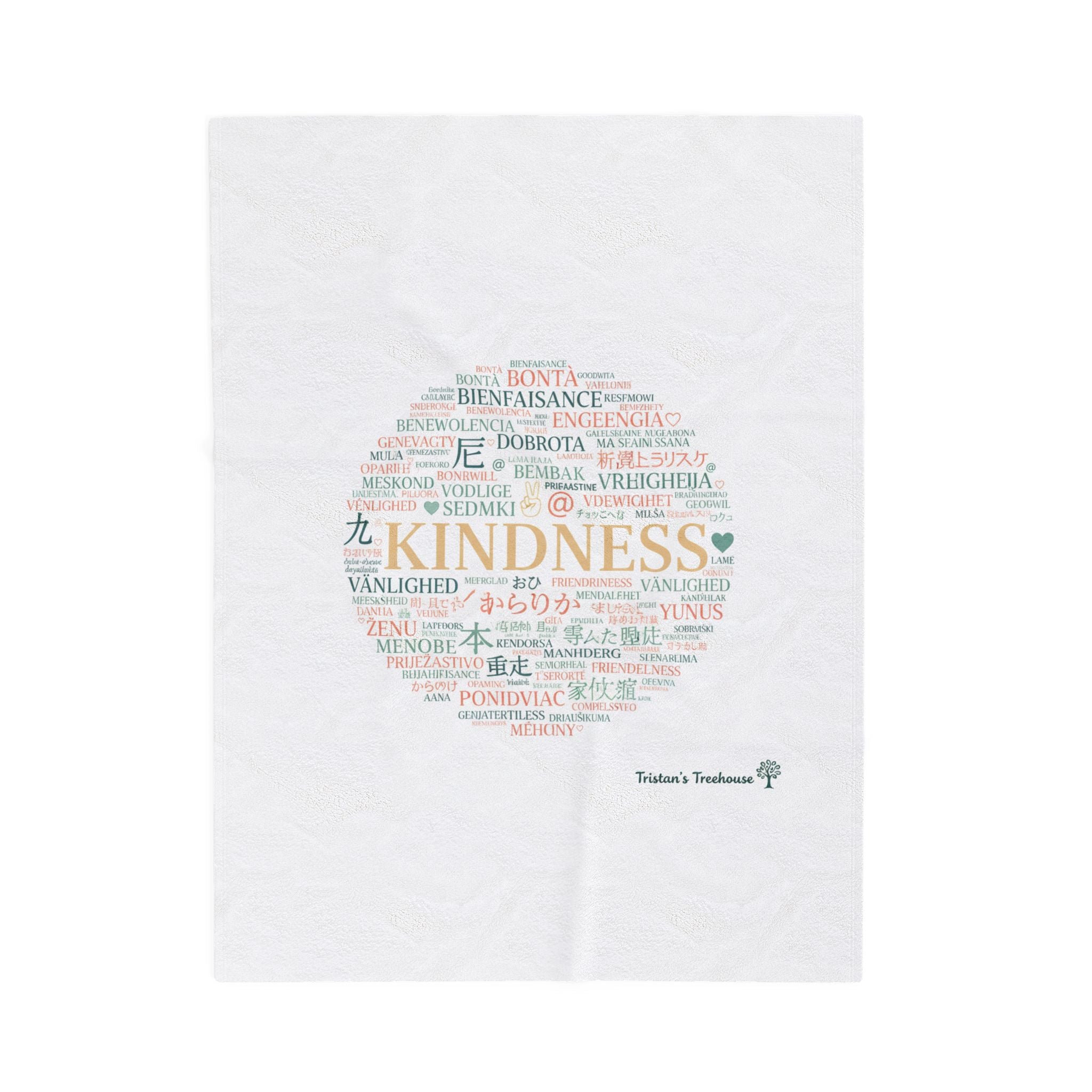 Kindness Word Cloud Blanket | Fresh-Start Minimalism, Neutral Throw