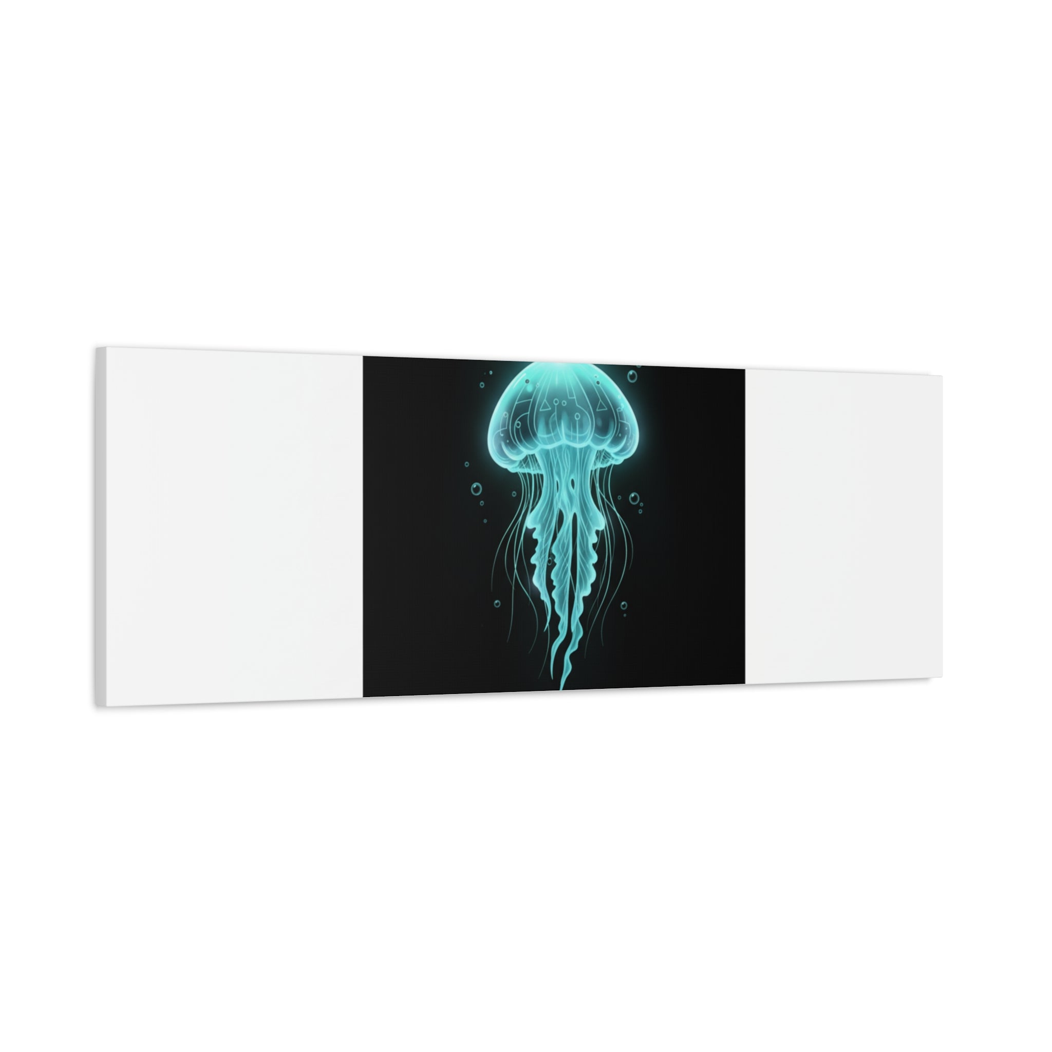 Bioluminescent Jellyfish Art Canvas | Deep Sea Aesthetic, Neon Glow