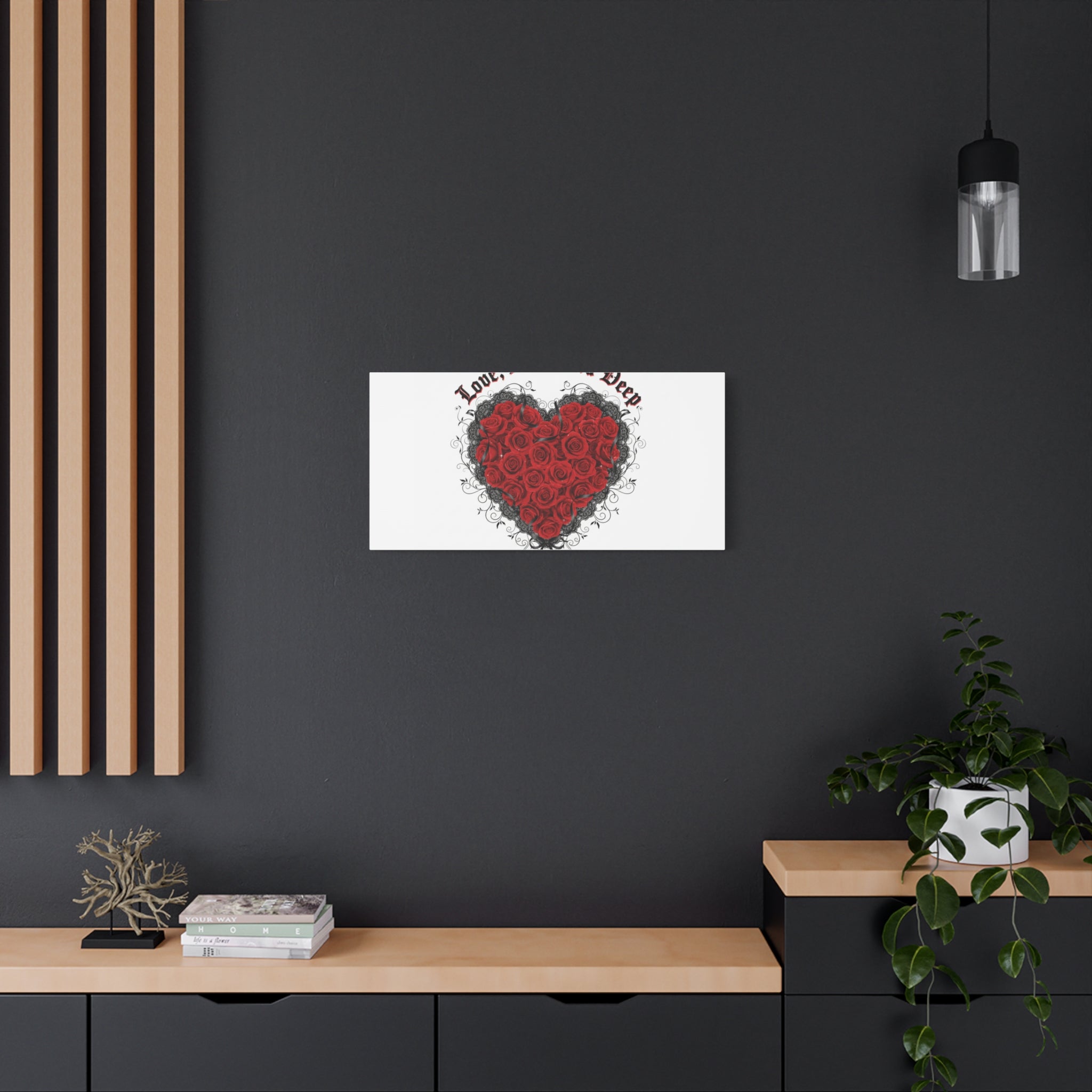 Love Dark and Deep Heart Canvas, Nu Romantic Gothic Romance, 80s Nostalgia