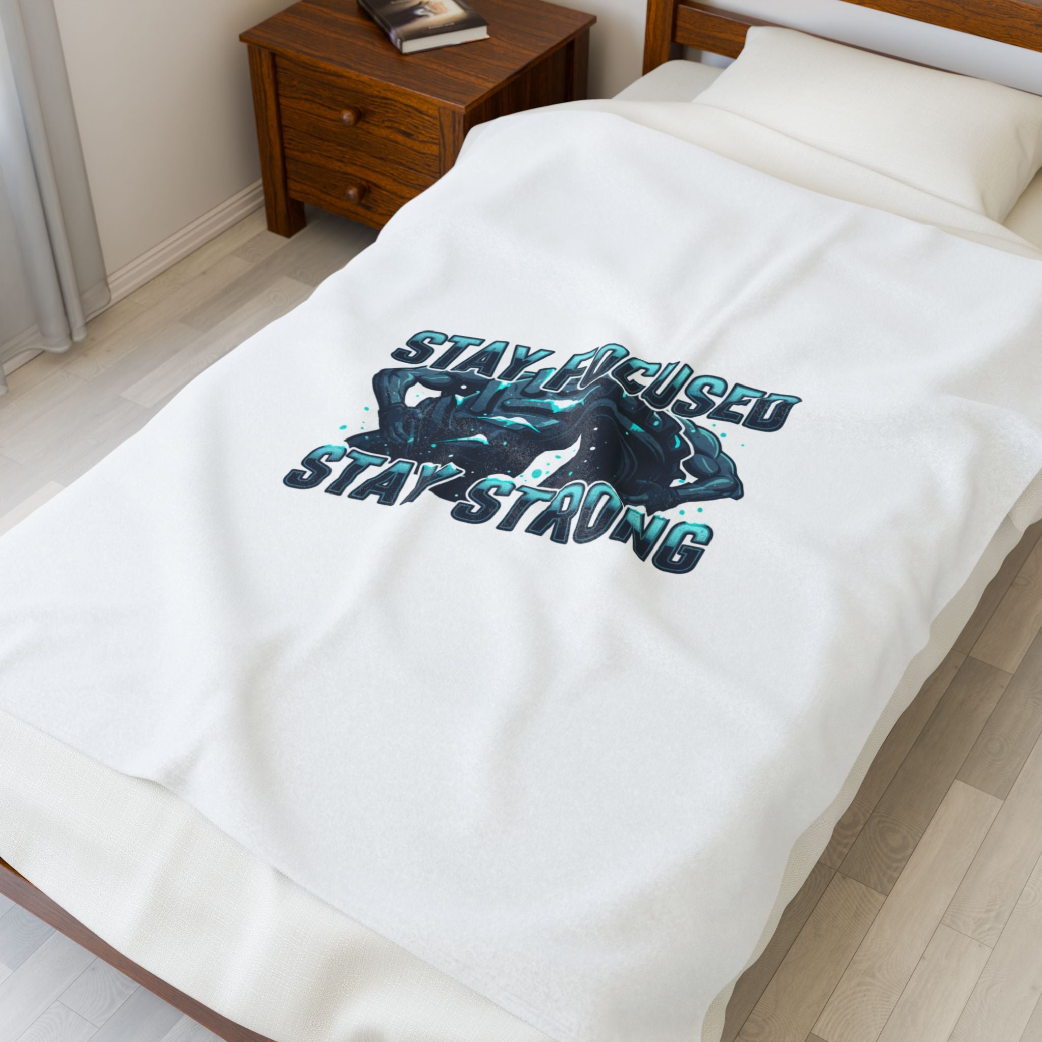 Stay Focused Stay Strong Velveteen Blanket | winter workout, gym motivation