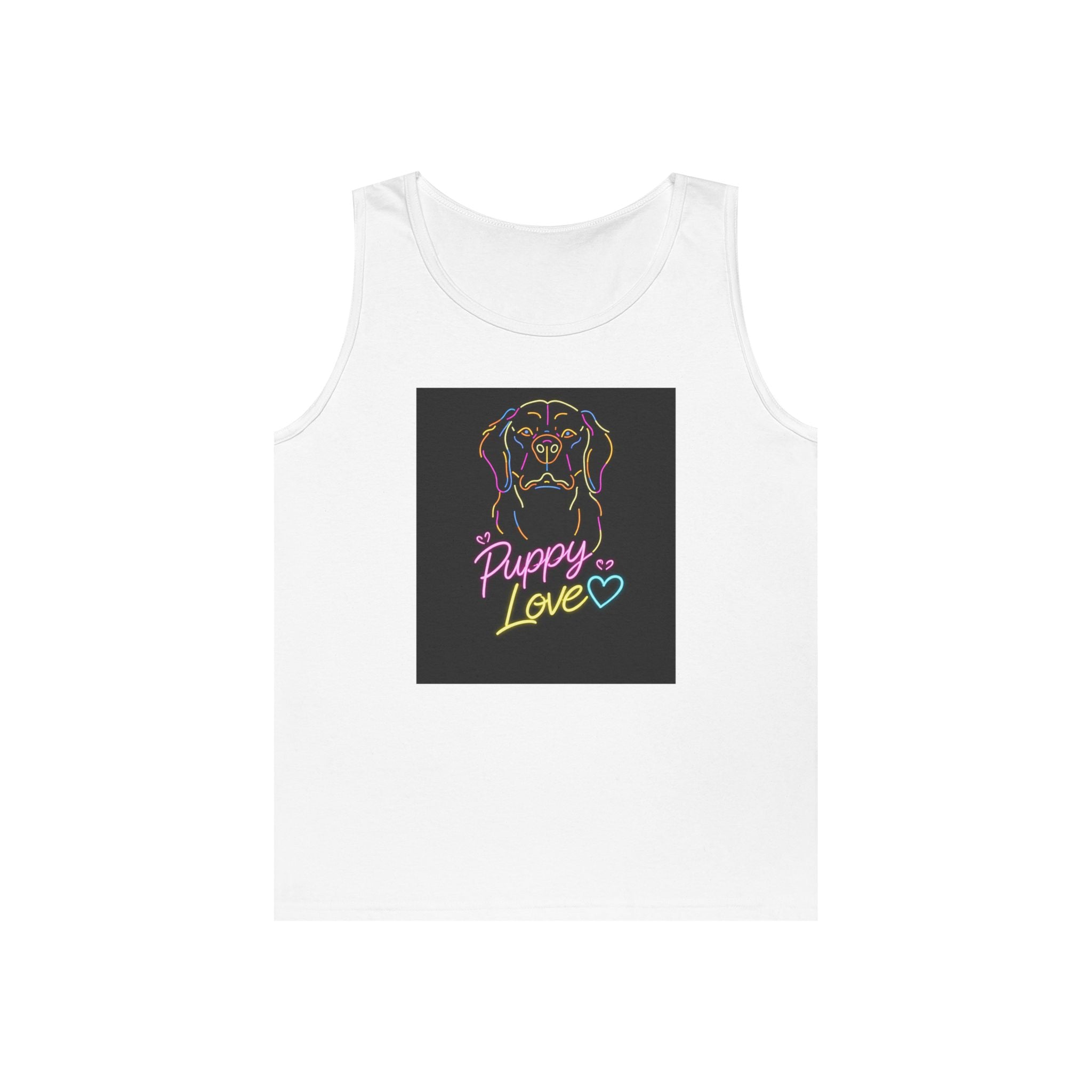 Puppy Love Tank Top — Neon Dog Graphic Summer Tee