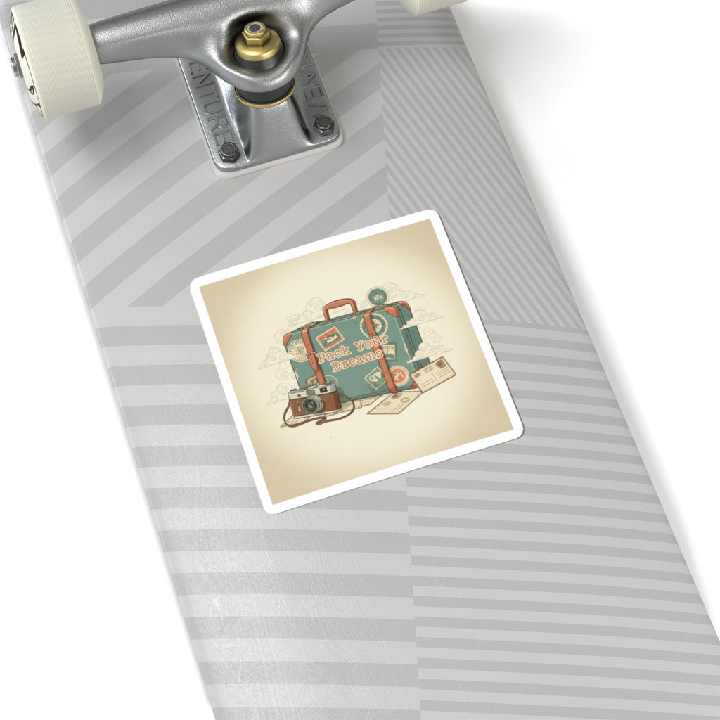 Pack Your Dreams suitcase sticker | retro travel stamp, postcard vintage