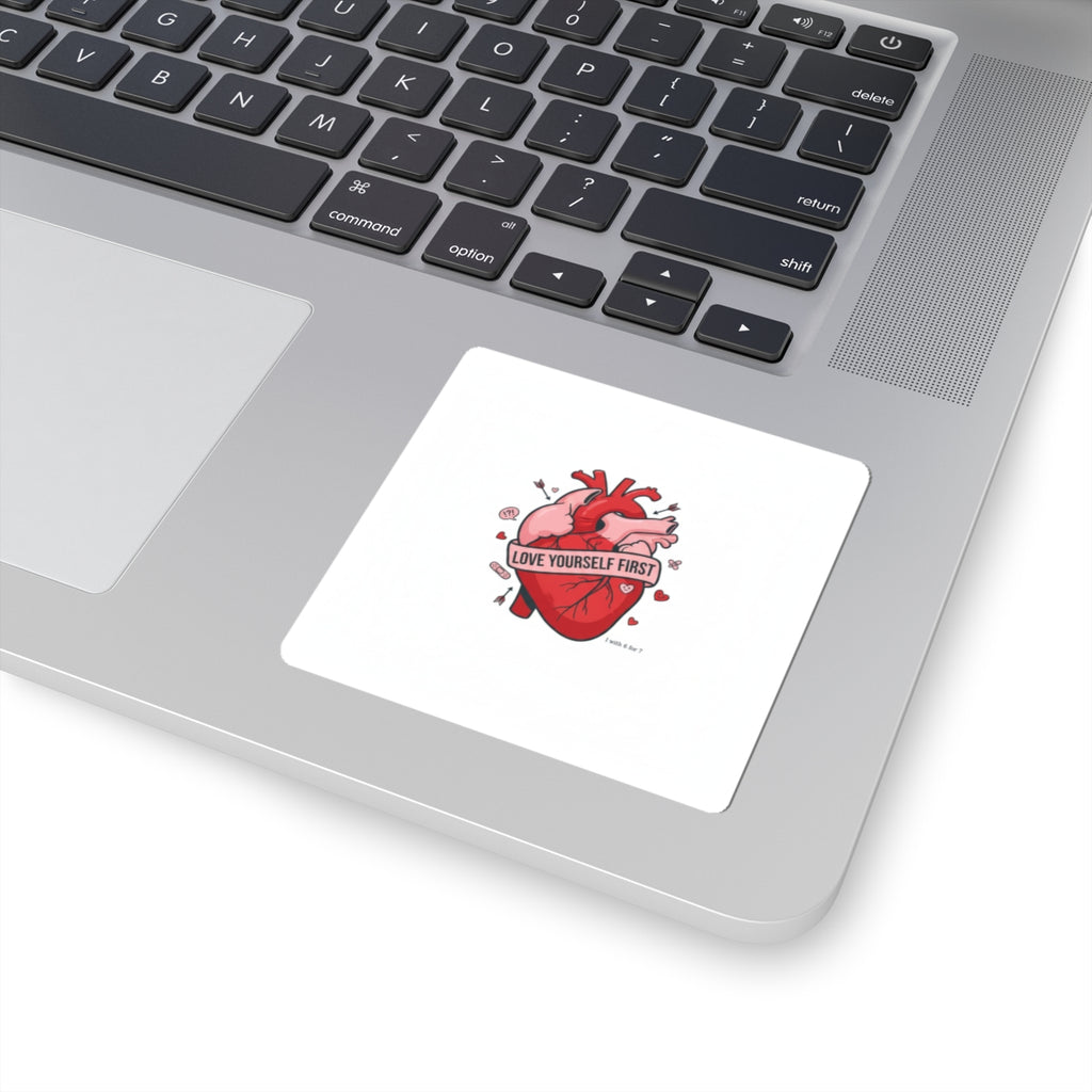 Love Yourself First Heart Sticker | anti‑Valentine, edgy heart design