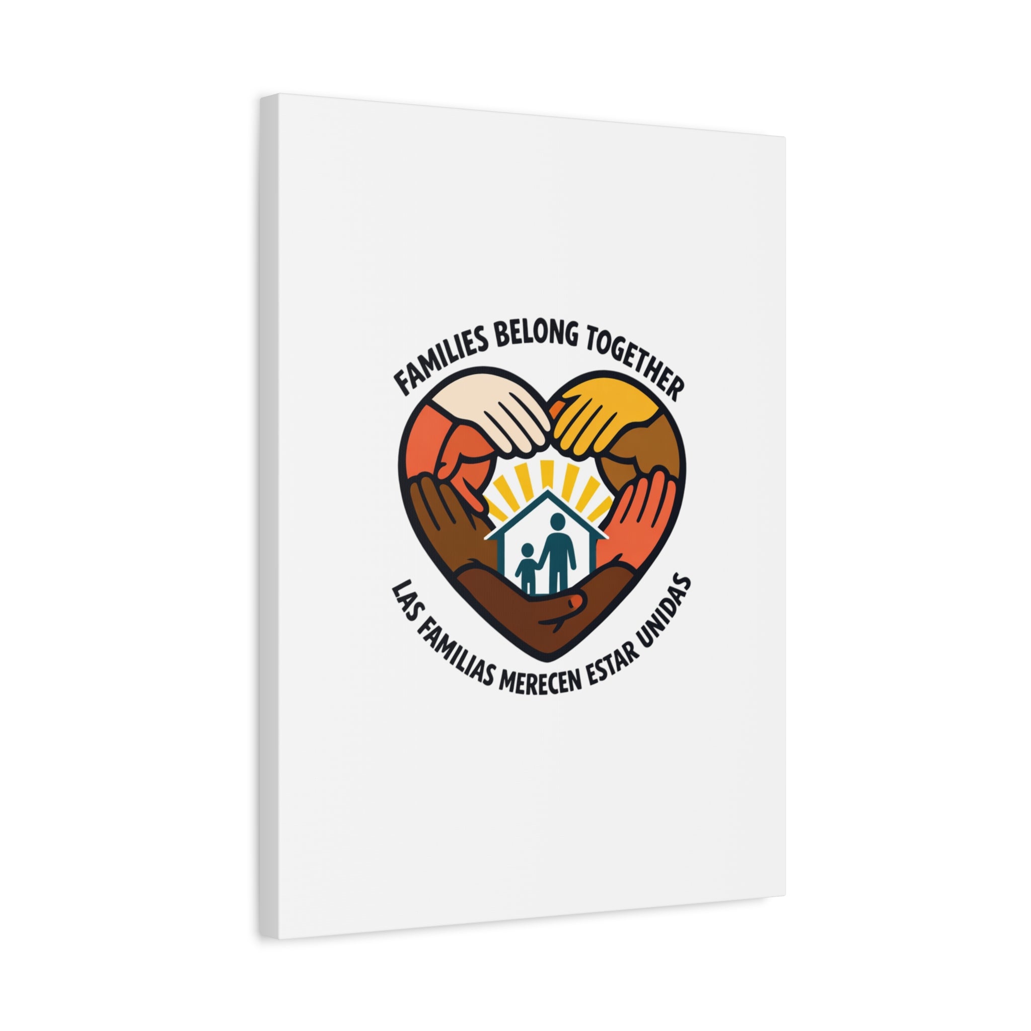 Families Belong Together Canvas, family unity solidarity, bilingual inclusive decor