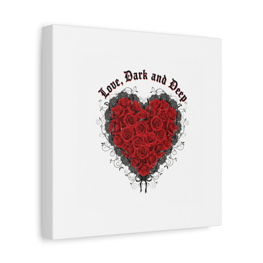 Love Dark and Deep Heart Canvas, Nu Romantic Gothic Romance, 80s Nostalgia