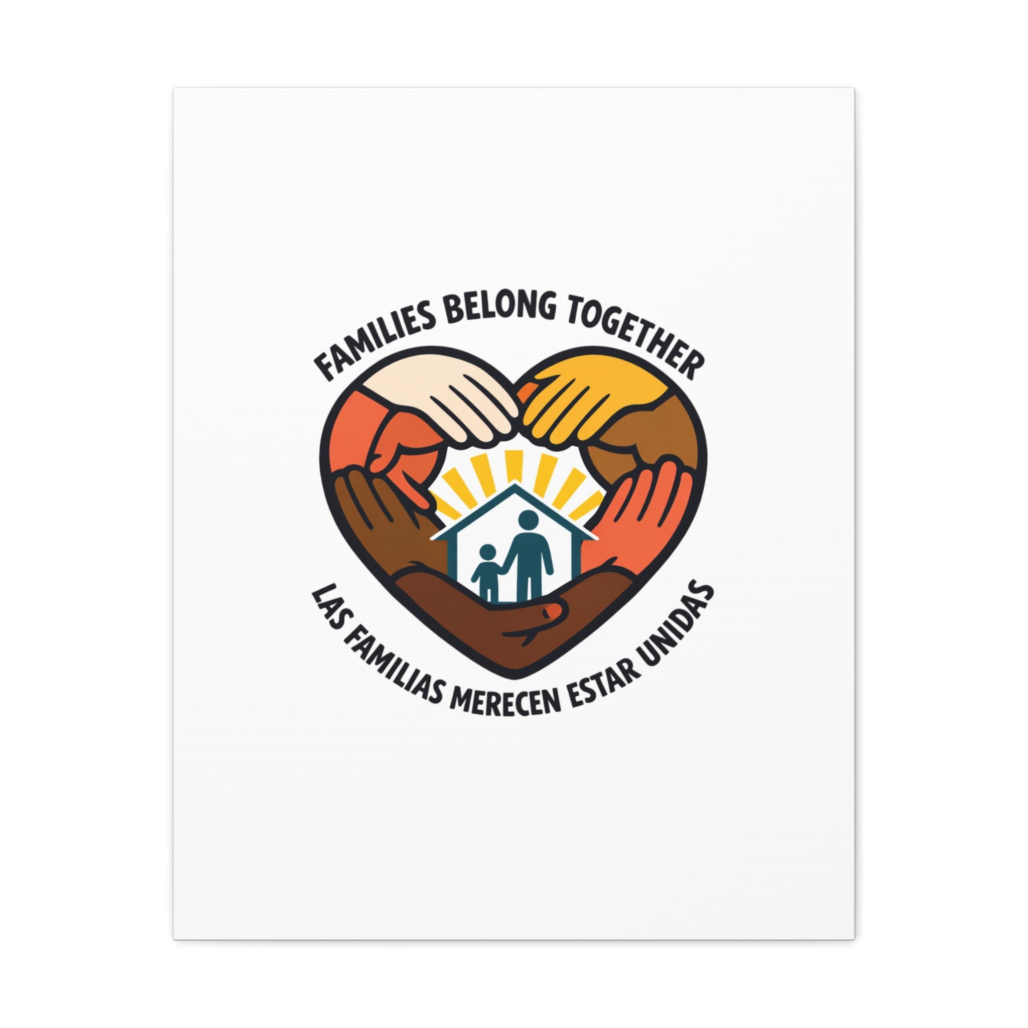 Families Belong Together Canvas, family unity solidarity, bilingual inclusive decor