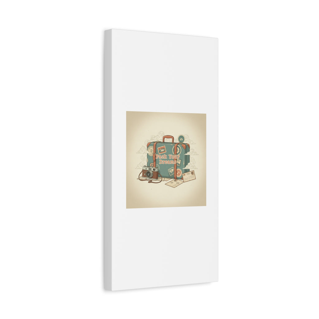 Pack Your Dreams Canvas | Retro Travel Postcard, Wanderlust Passport Stamp Art