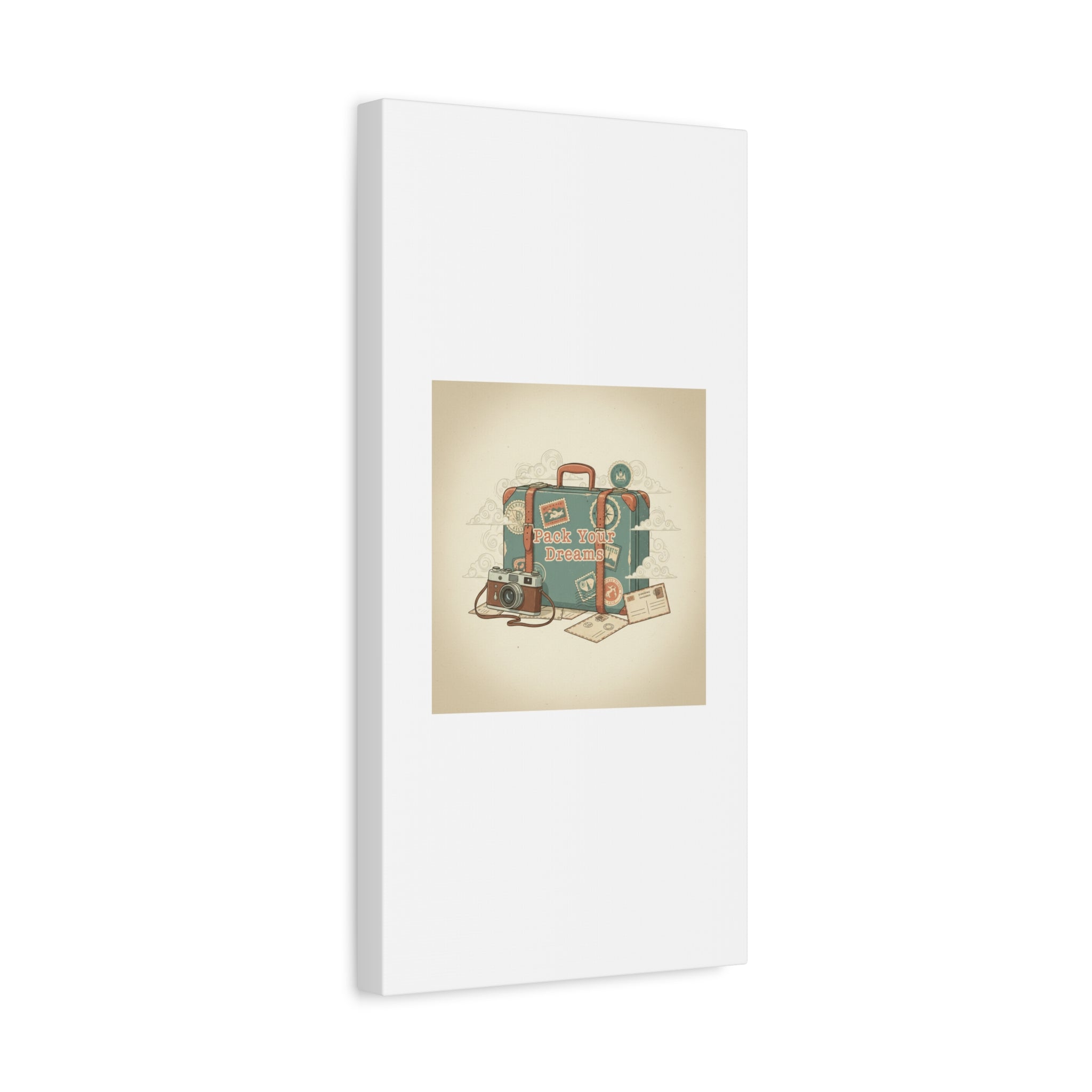 Pack Your Dreams Canvas | Retro Travel Postcard, Wanderlust Passport Stamp Art