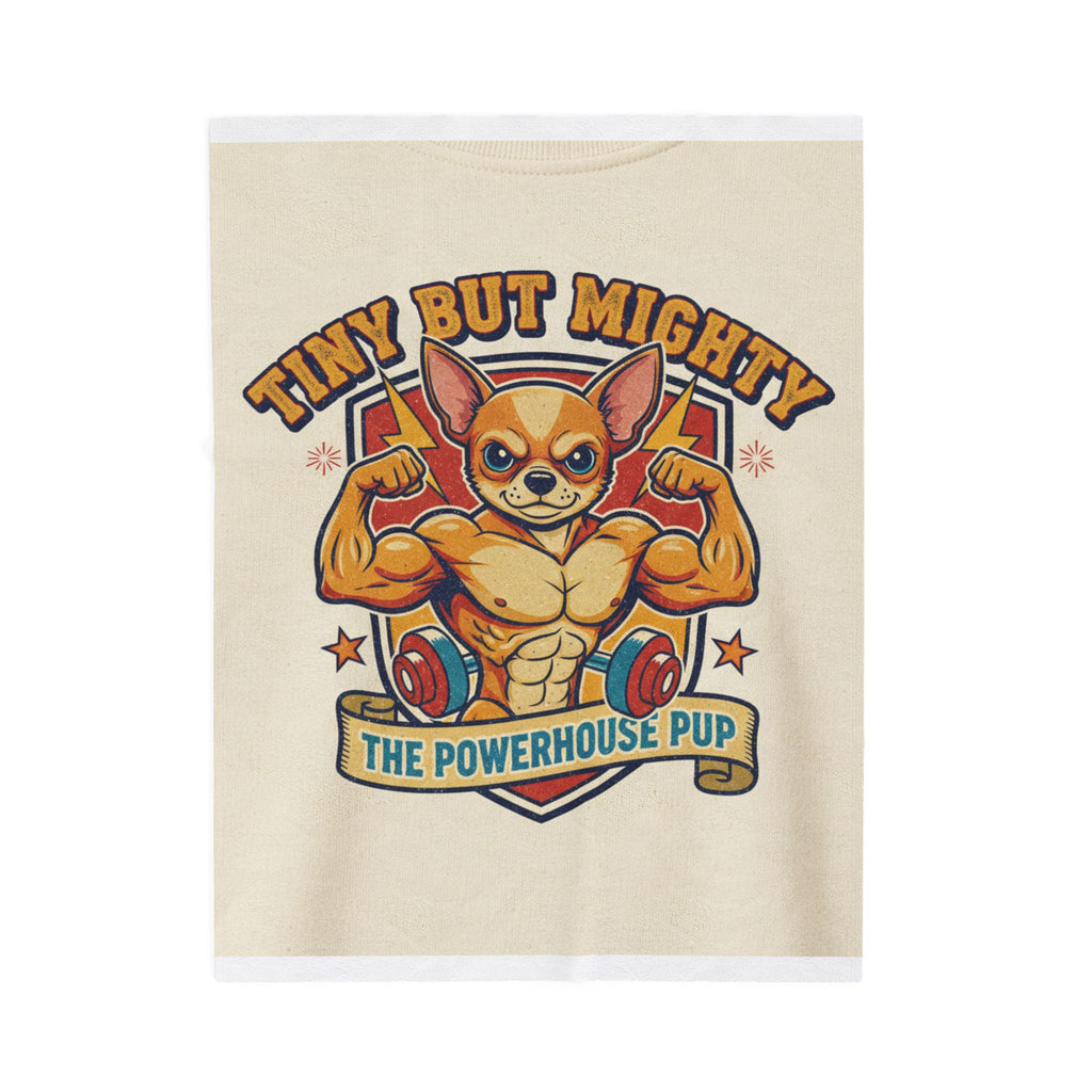 Velveteen Plush Blanket — "Tiny But Mighty" Funny Pup Throw