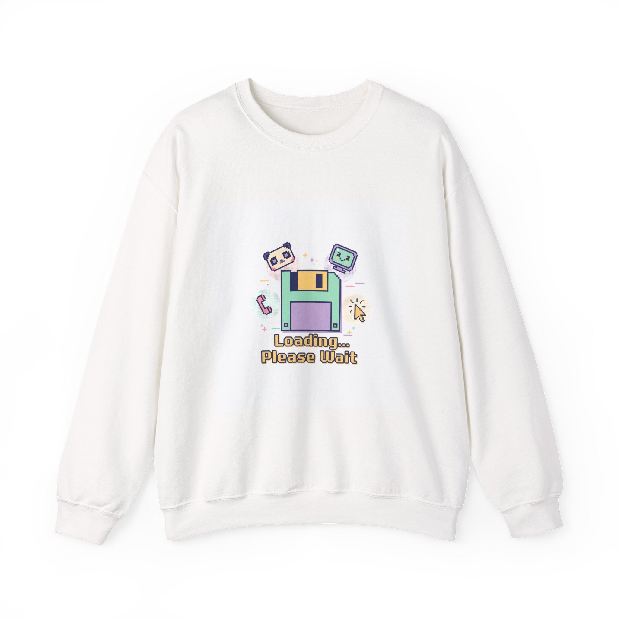 Loading Please Wait Crewneck Sweatshirt | Old Internet Aesthetic, pixel art retro web