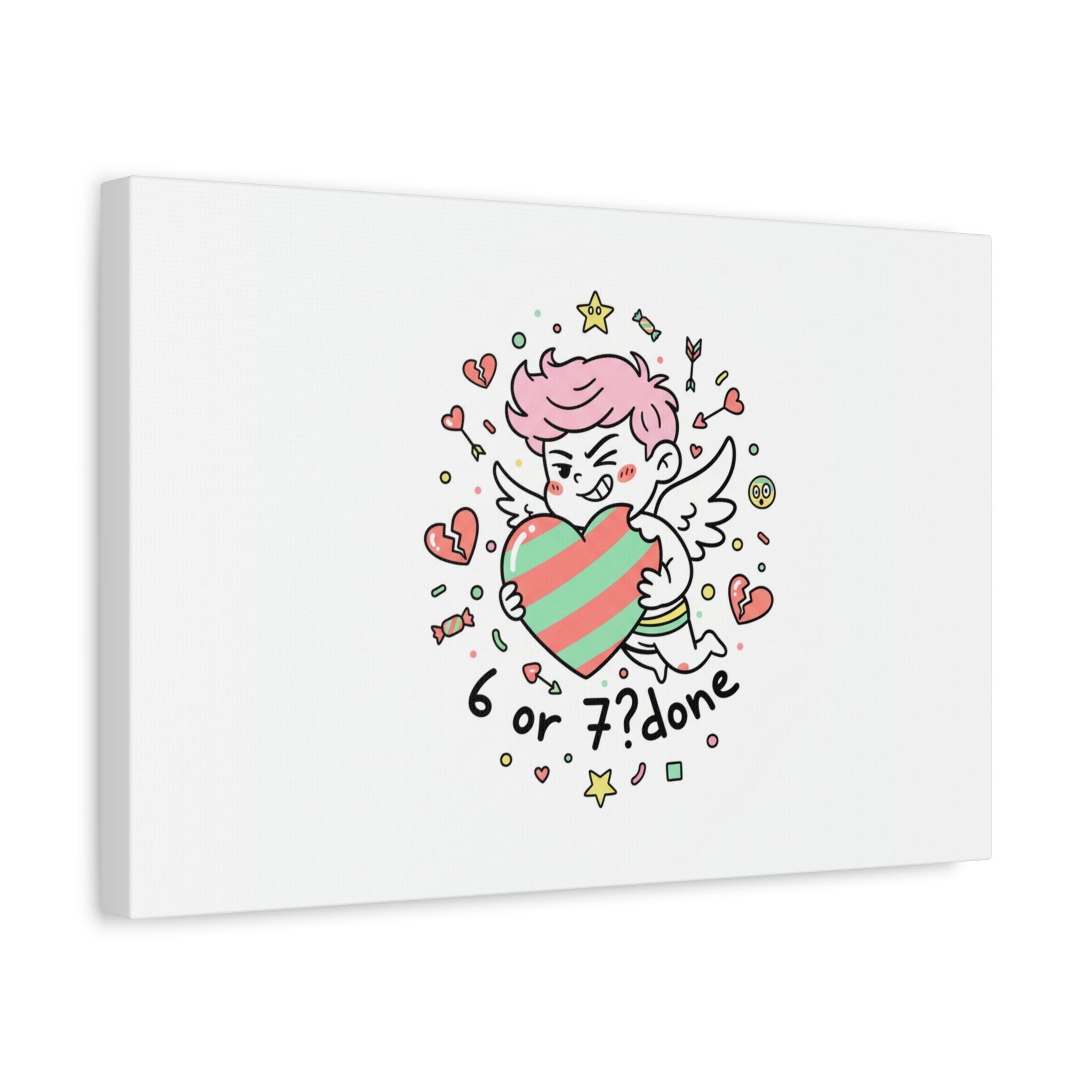 Weird Cupid heart illustration Canvas | Weird Valentine, quirky chaotic love