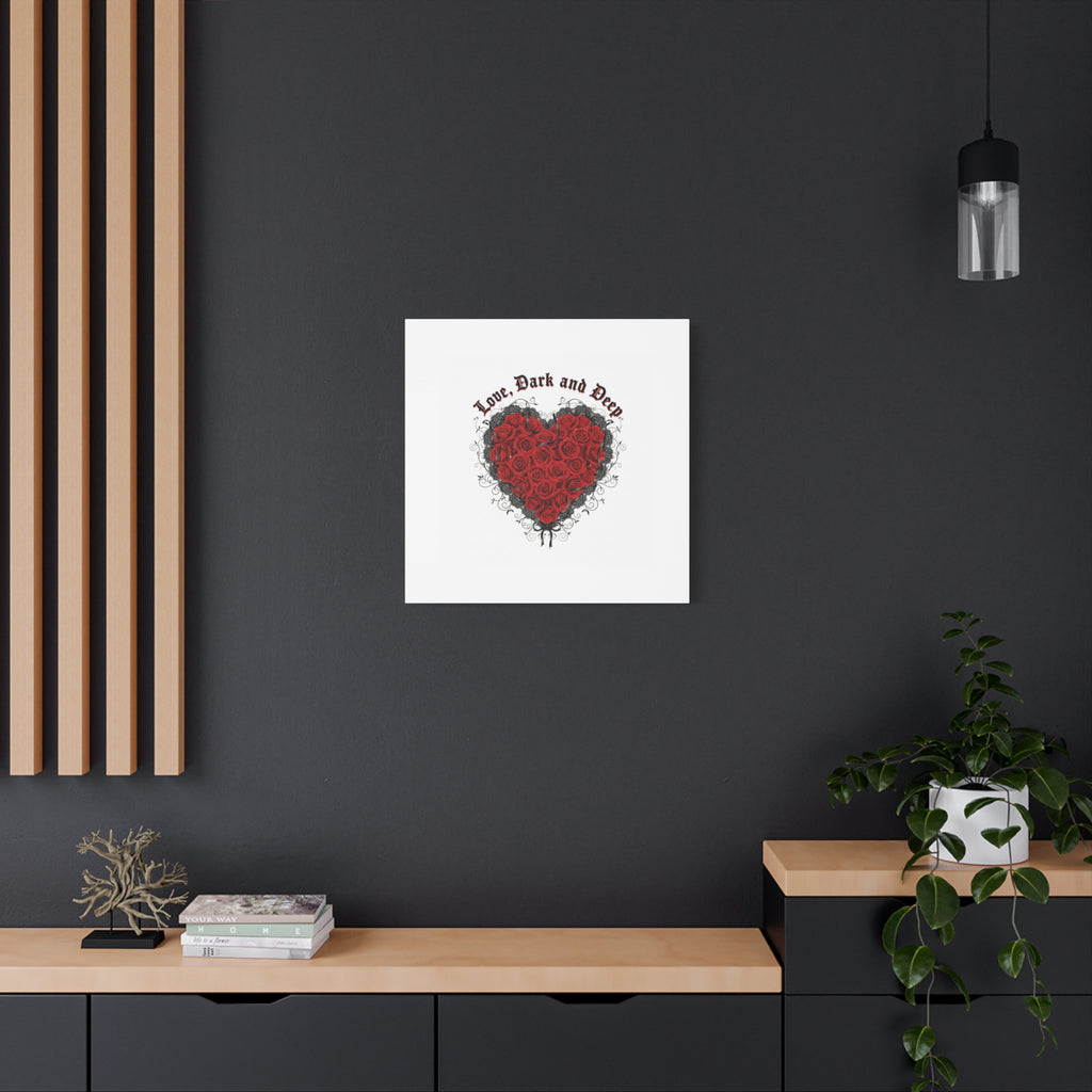 Love Dark and Deep Heart Canvas, Nu Romantic Gothic Romance, 80s Nostalgia