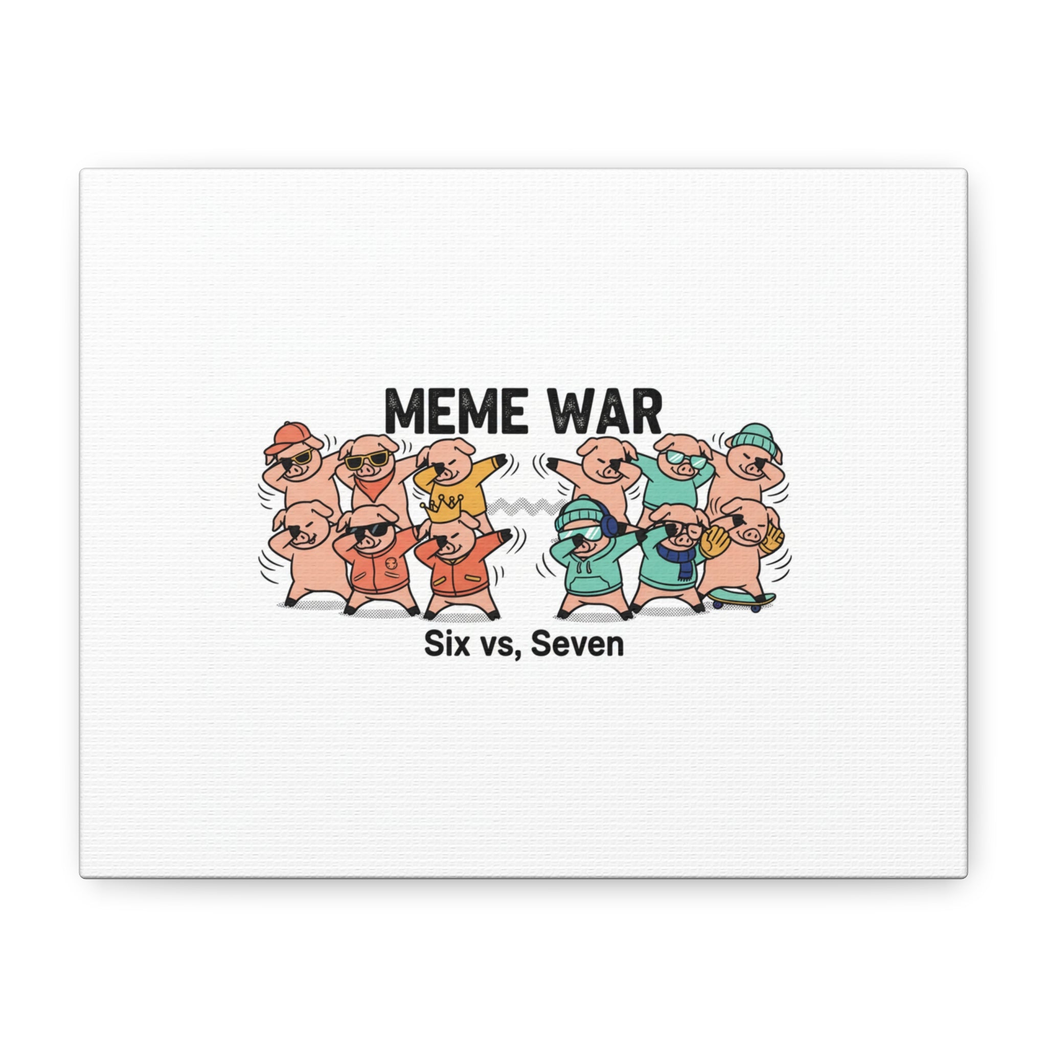 Meme War: Six vs. Seven Canvas Wall Art