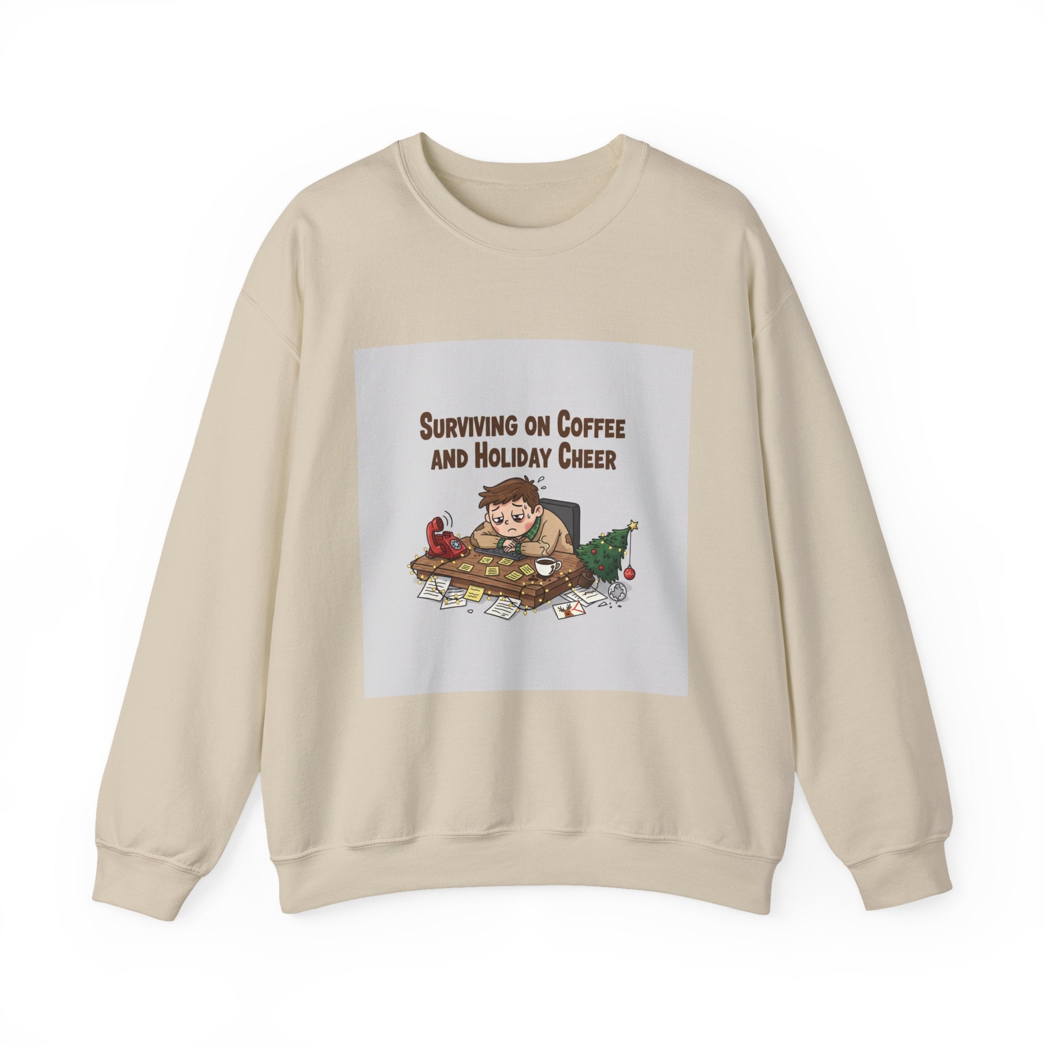 Surviving on Coffee and Holiday Cheer Sweatshirt | holiday burnout, festive but tired