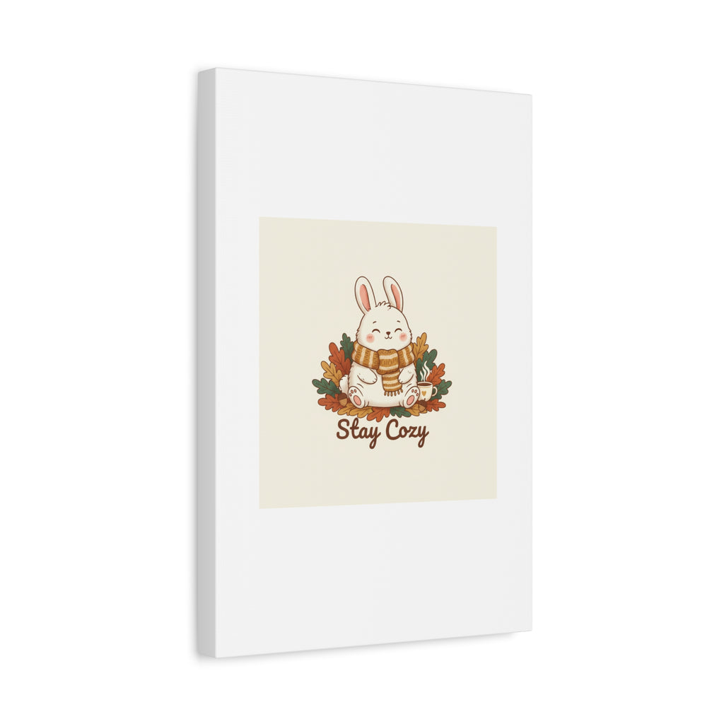 Cozy Bunny Illustration Canvas | Cute Critter Winter Forest Art